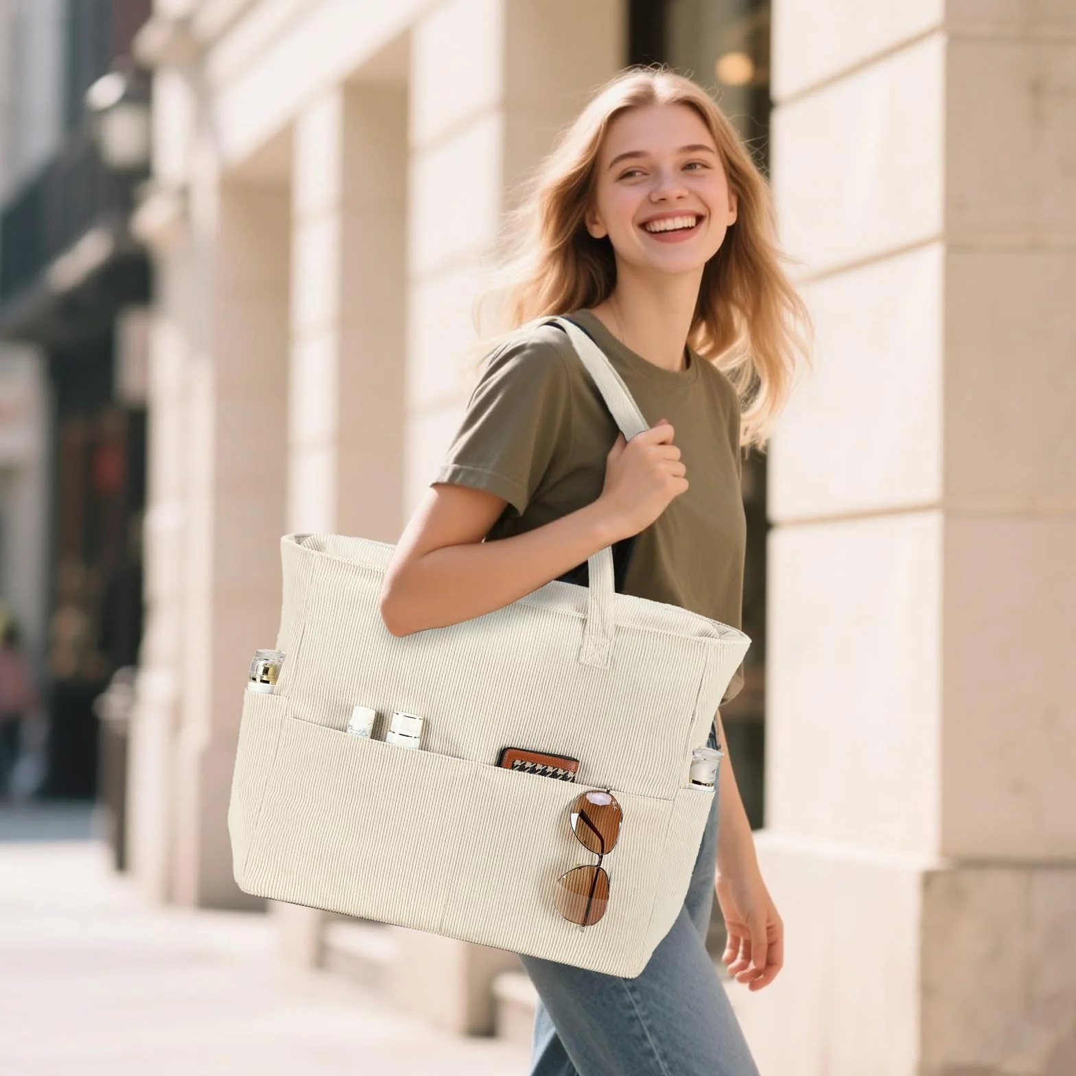 LEDAOU Duża torba plażowa z zamkiem błyskawicznym, wodoodporna torba na ramię damska, torba Shopper, piaskoochronna z zamkiem błyskawicznym, torba na basen, fitness, podróż, rodzinna, Large