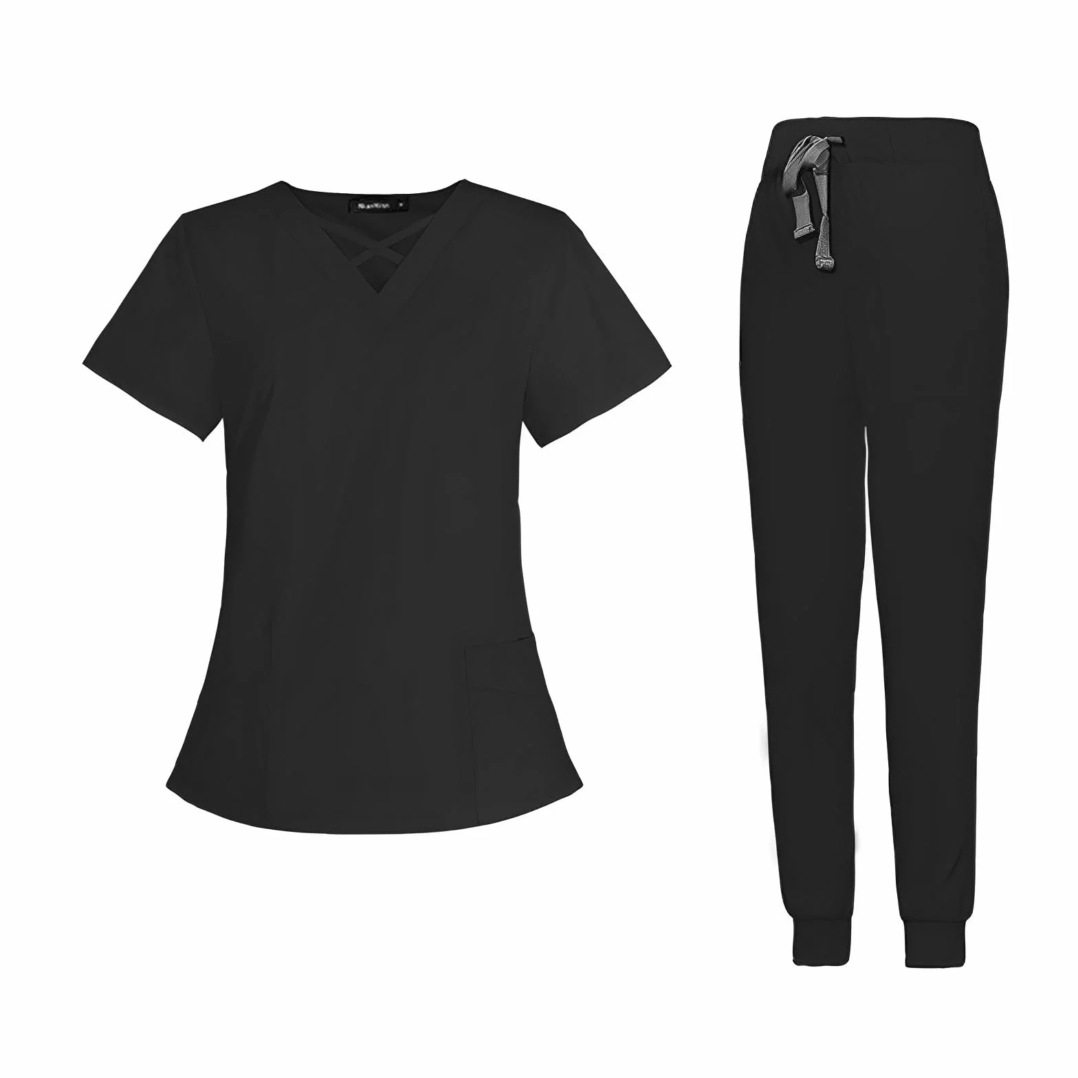 Damski strój pielęgniarski zestaw medyczny okrągły dekolt top szybkoschnący spodnie slim fit DK53