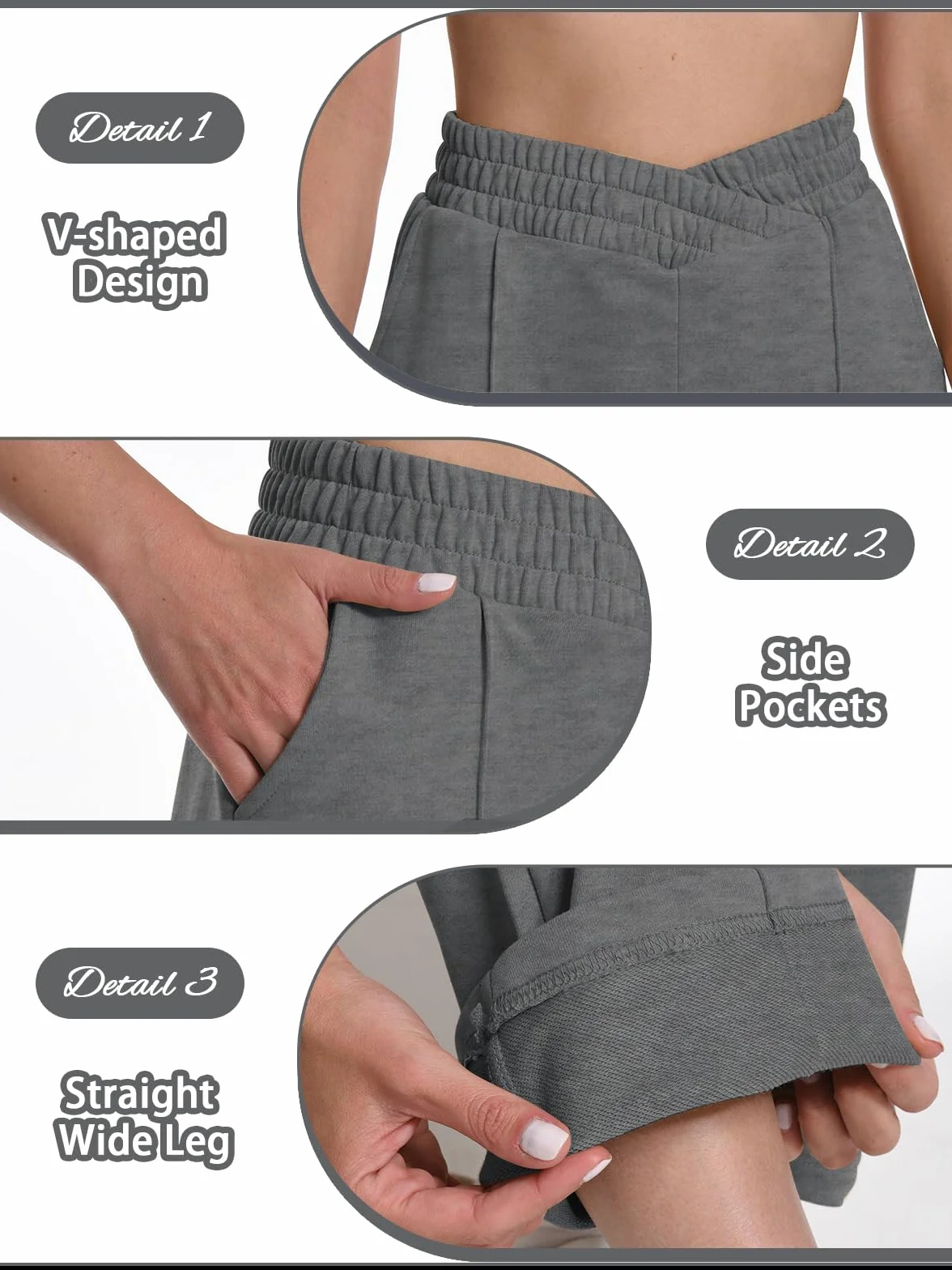 Damskie spodnie dresowe z kieszeniami, jednokolorowy dres treningowy V-crossover Baggy, elastyczna talia, spodnie do biegania w czasie wolnym, hip-hopowym, na siłownię i jogging