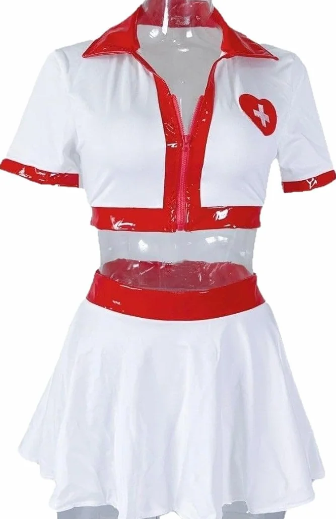 Damskie Perspektywy Pielęgniarki Jednolity Zestaw Kostiumy Sexy Pielęgniarka Body Kuszenie Babydoll Bielizna Mini Sukienki Kostiumy Cosplay Przebranie Seksowna Bielizna Erotyczne