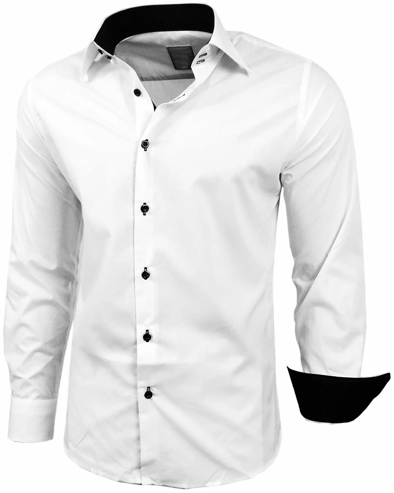 Baxboy Koszula męska, slim fit, łatwa do prasowania, do garnituru, biznesu, na wesele, do noszenia w czasie wolnym, koszula z długim rękawem dla mężczyzn z długim rękawem R-44