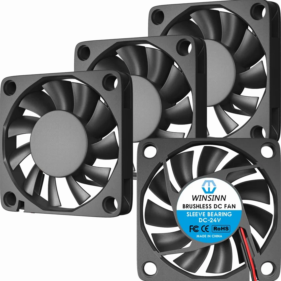 WINSINN Wentylator 60 mm 24 V bezszczotkowy 6010 60 x 10 mm - wysoka prędkość (opakowanie 4 szt.)