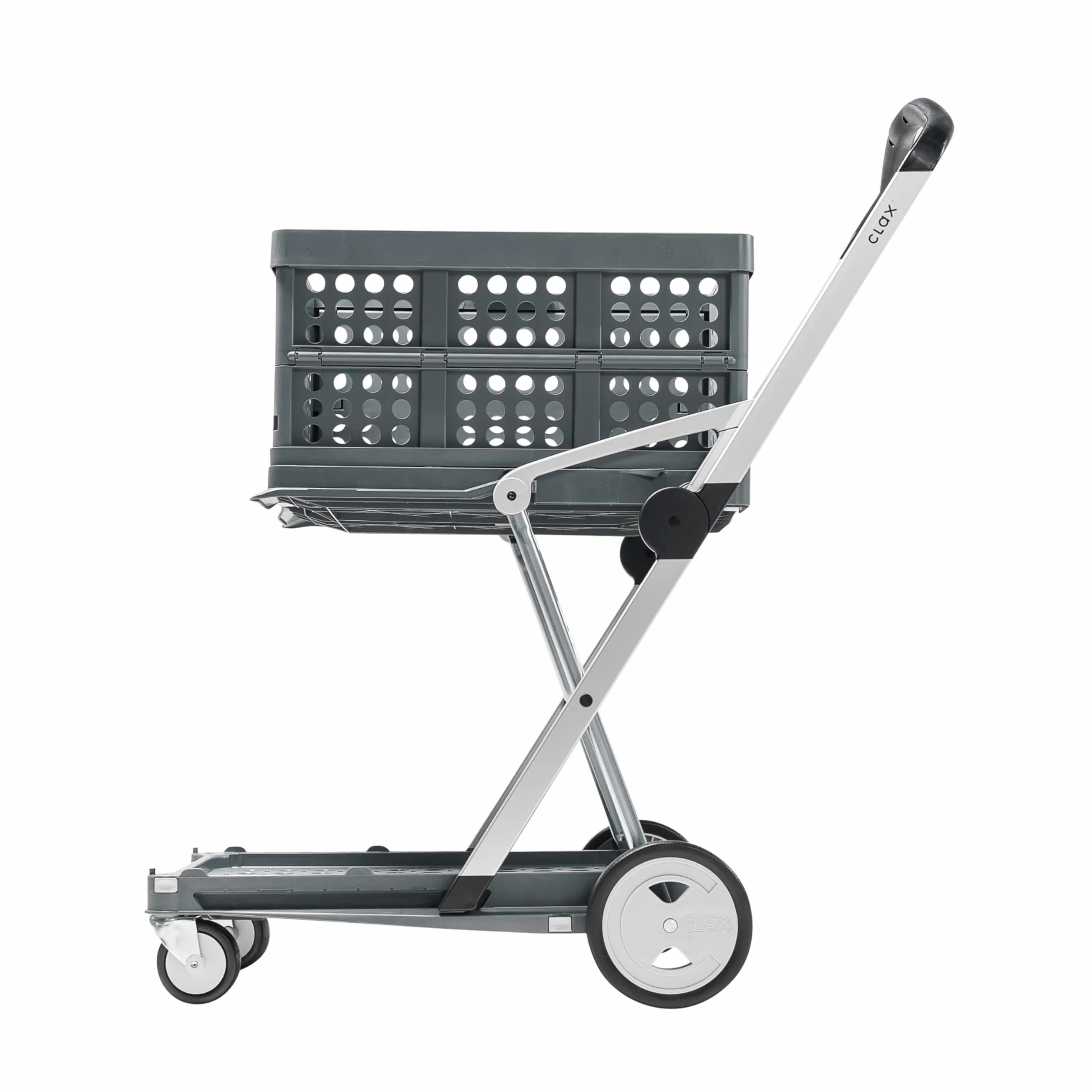 CLAX® Wózek piętrowy | wózek transportowy | składany | w zestawie składane pudełko | szary