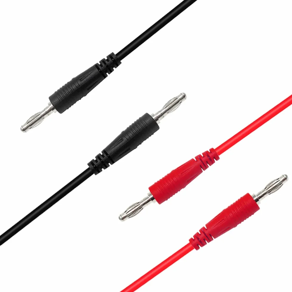 DollaTek 2 szt. P1041 4 mm wtyczka bananowa do wtyczki bananowej multimetr kabel testowy elektroniczny przed?u?acz przewodów testowych - czerwony + czarny