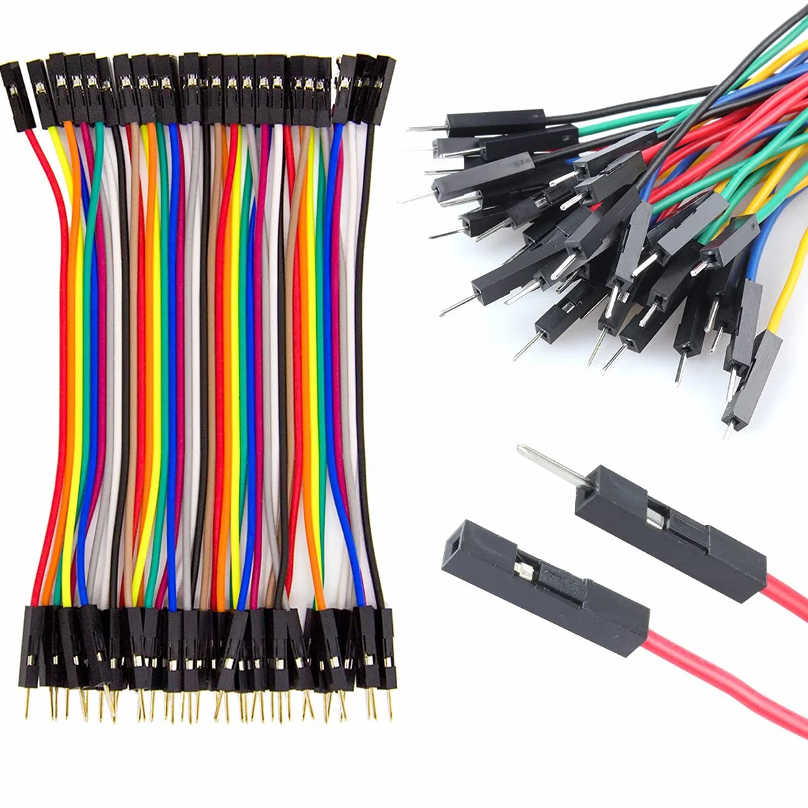 Dupont Wire Kit 120 szt. zworki męskie żeńskie i żeńskie drut mostkowy do deski wtykowej do szybkiego testu przełączania