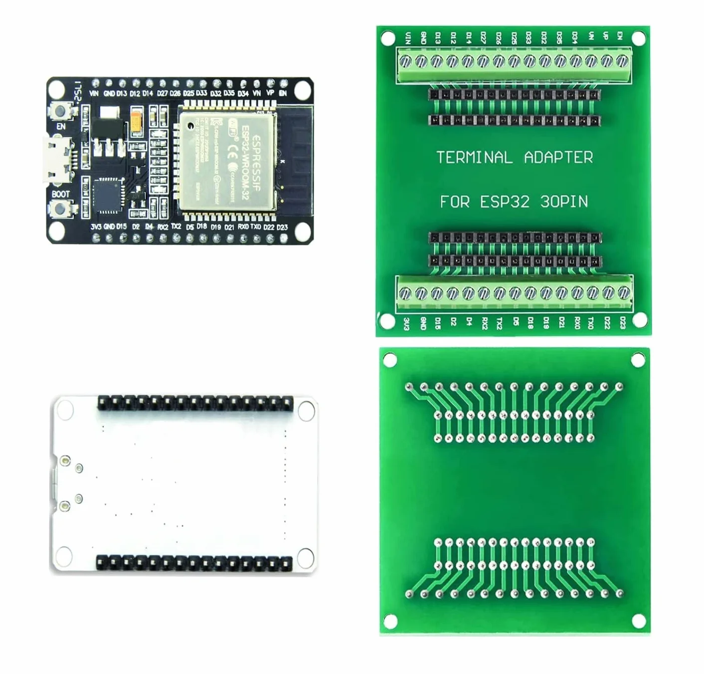 ESP32S ESP32 Płyta rozwojowa 2.4GHz Dual-Mode WiFi+ Bluetooth Dwurdzeniowy procesor mikrokontrolera, z kartą breakout (zestaw kombinacji 30-pinowych)