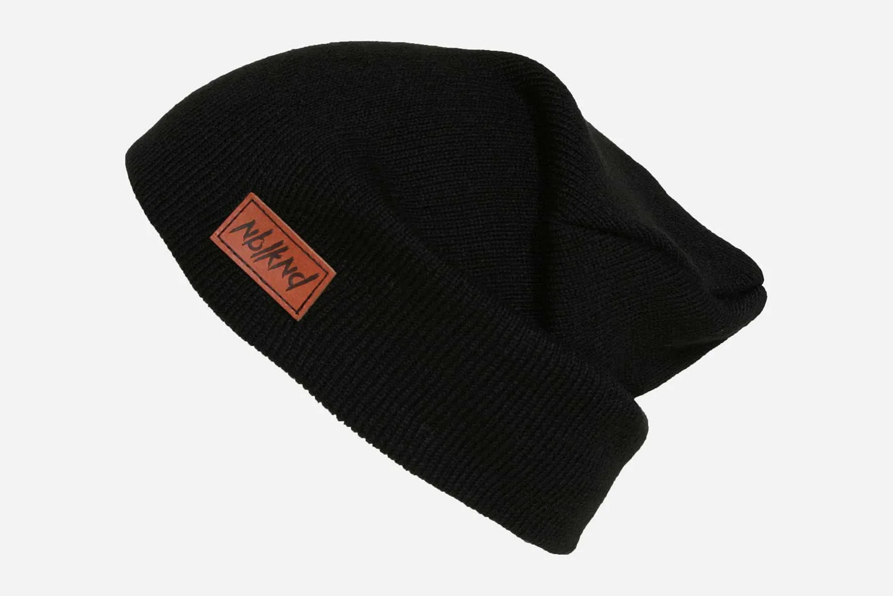 Nebelkind Unisex Beanie Classy skórzana łatka czapka dziergana czarna One Size
