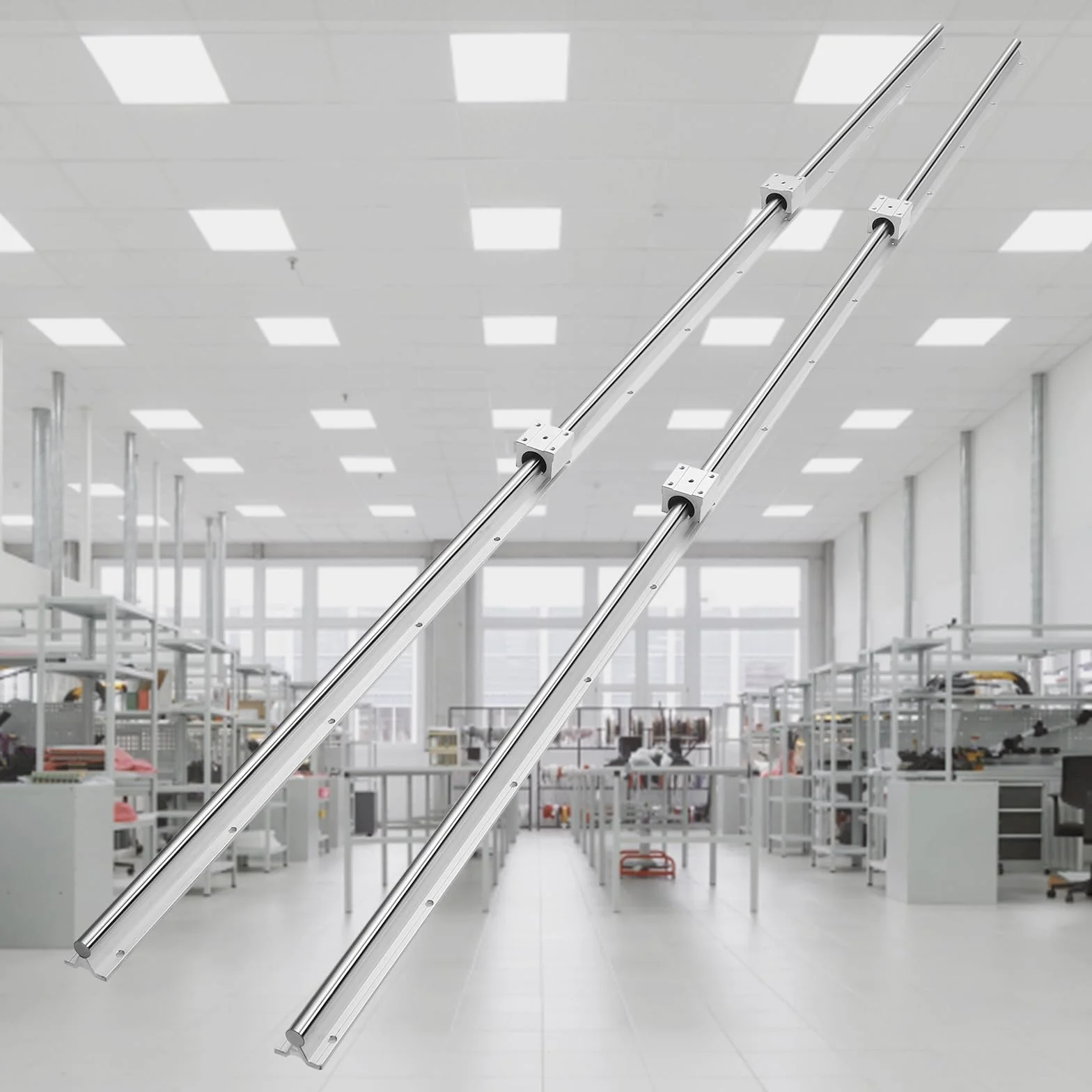VEVOR Prowadnica liniowa 2 szt. SBR20-2200 mm stal węglowa aluminiowa szyna prowadząca z 4 szt. bloki ślizgowe SBR20UU, łożysko liniowe, blok łożyskowy CNC części do frezarki/tokarki 3D