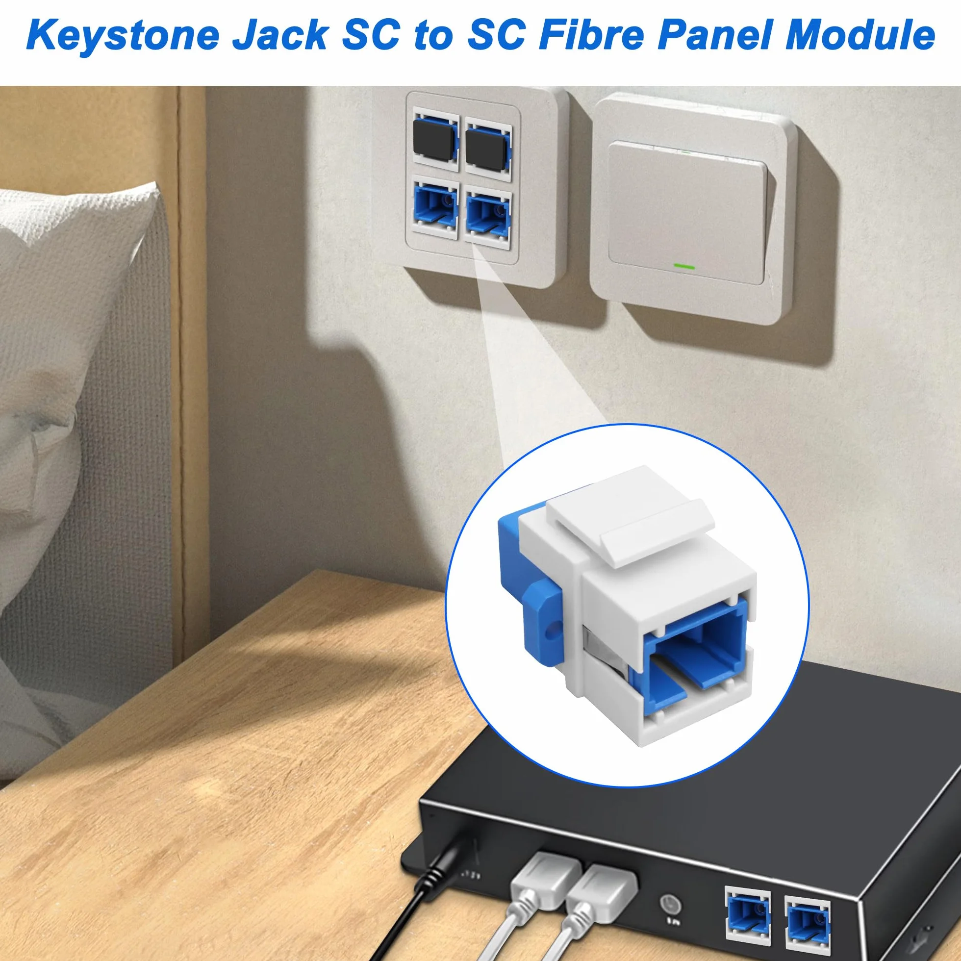 XMSJSIY SC łącznik z włókna szklanego Keystone Jack Insert Panel Module Gniazdo do gniazda Simplex Singlemode SC Fibre Connector Socket Adapter do płyt ściennych Patch Panele Montaż powierzchniowy Box