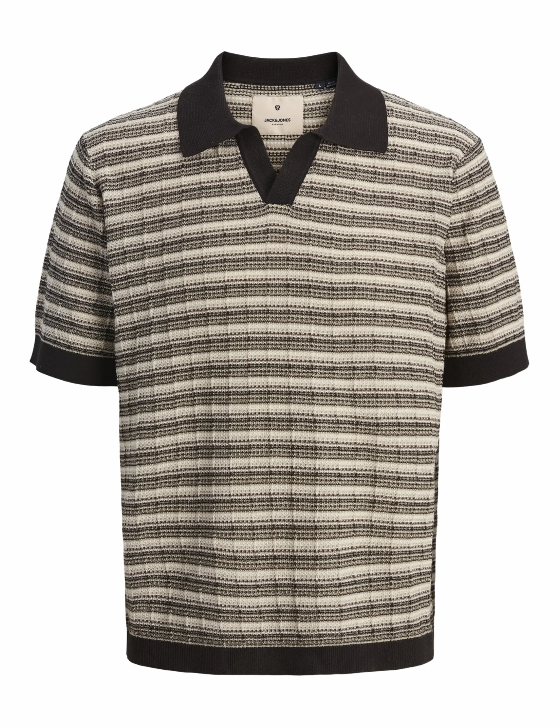 JACK & JONES Jprblujackson Knit Structure Split Neck męski, Rain Drum, M