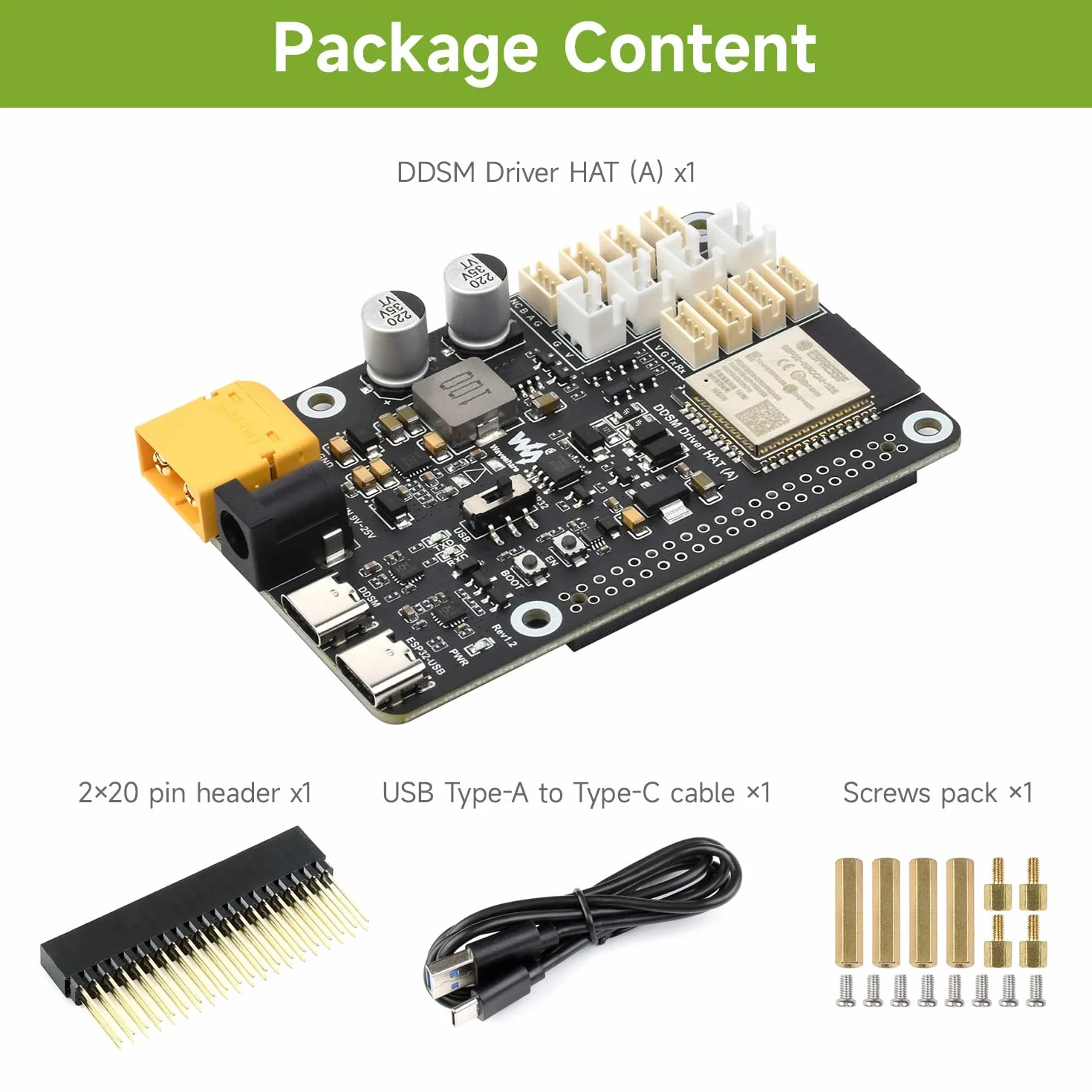 Waveshare Direct Drive Servo Motor Driver Board, Integrates ESP32 And Control Circuit, 2.4G WiFi Support, Suitable For DDSM Series Hub Motors, ESP Now Support