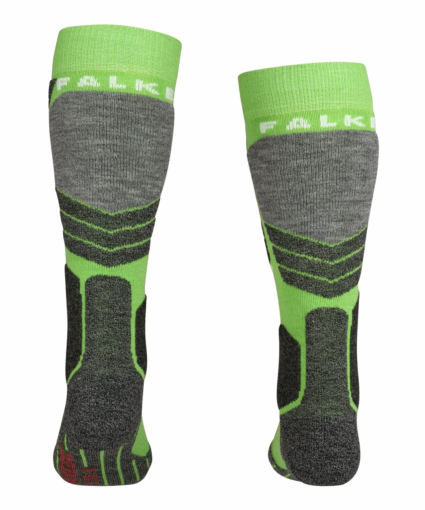FALKE Uniseks - dzieci Skarpety narciarskie SK2 Intermediate K Kh Wełna ciepłe grube 1 Para, Zielony Vivid Green 7231, 31-34
