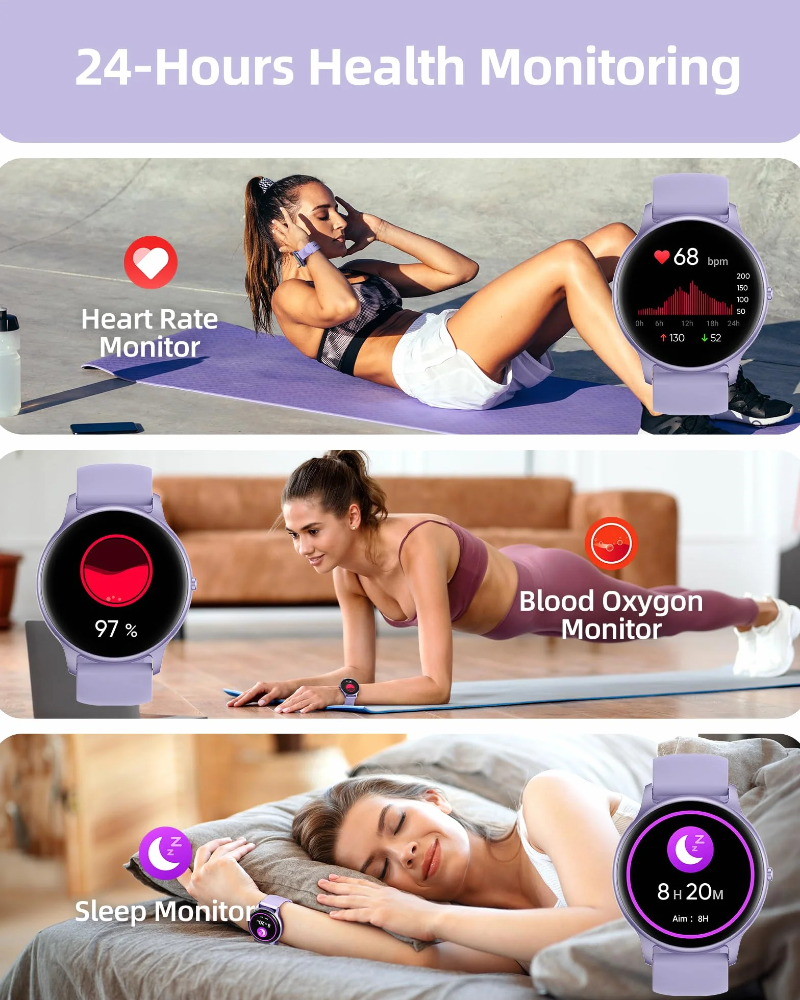 Parsonver Inteligentny zegarek (odpowiedź/nawiązywanie połączeń), zegarek fitness dla kobiet i mężczyzn, smartwatch 100+ trybów sportowych, wodoodporność IP68, monitor snu, monitor aktywności