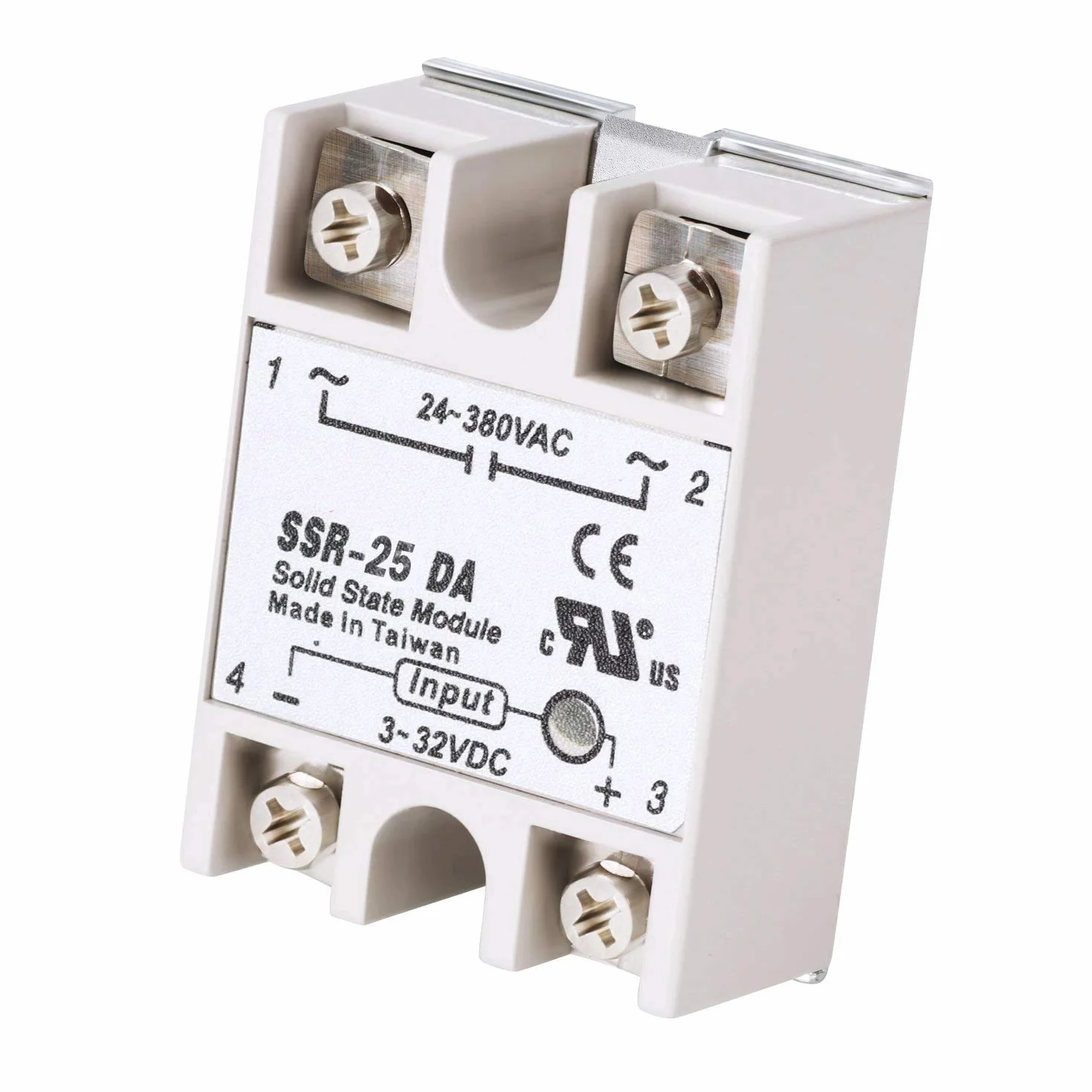 Hailege 2pcs SSR-25DA Solid State Relay Single Phase Semi-Conductor Input 3-32V DC Output 24-380V AC