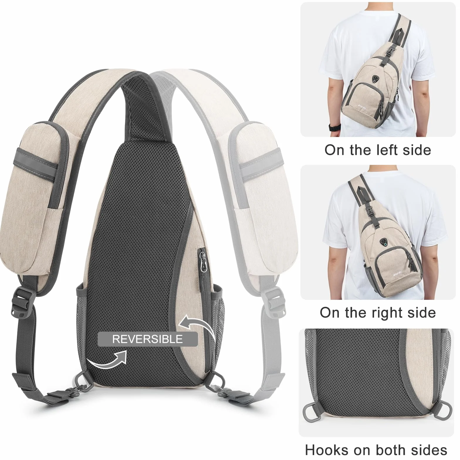G4Free Torba crossbody na ramię plecak na klatkę piersiową antykradzieżowa z otworem na słuchawki