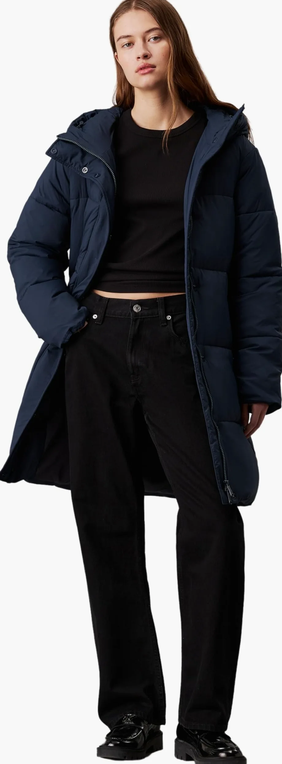 Calvin Klein Kurtka puchowa Kobiety Pasek Z Logo Długi Puffer J20j224122