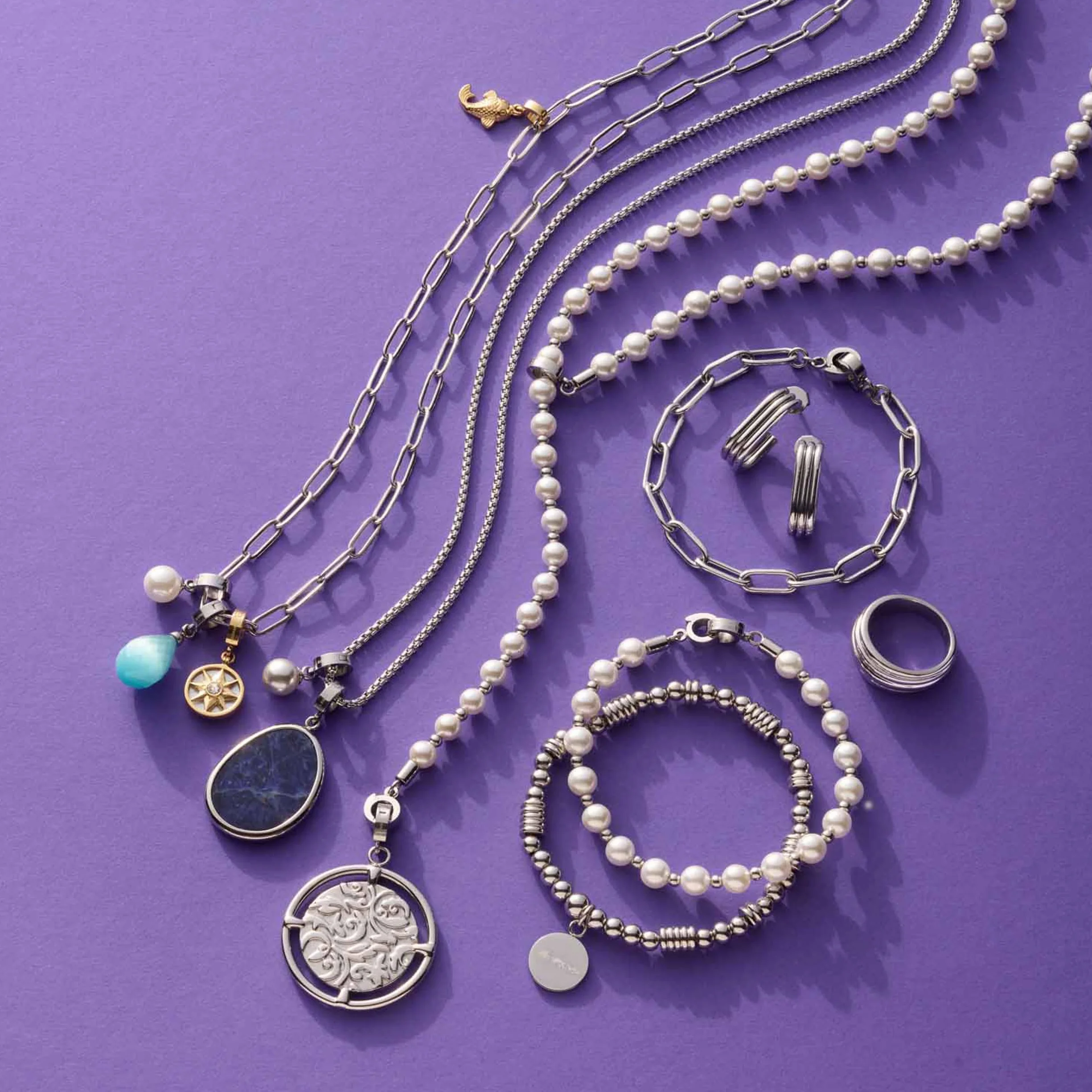 JEWELS BY LEONARDO zawieszka Clip & Mix Lizzy • zawieszka na łańcuszek ze stali nierdzewnej w kolorze srebrnym • pastelowy niebieski Catseye • Biżuteria prezent dla kobiet • 024969, 3 cm, Stal