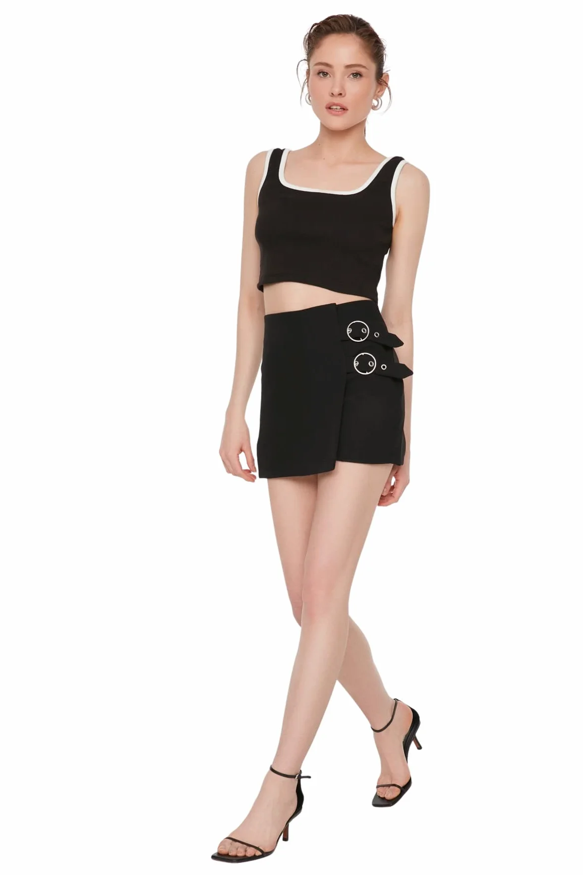 Trendyol Trendyol Damskie Szorty Z Wysokim Stanem Skinny Fit - Shorty Kobiety