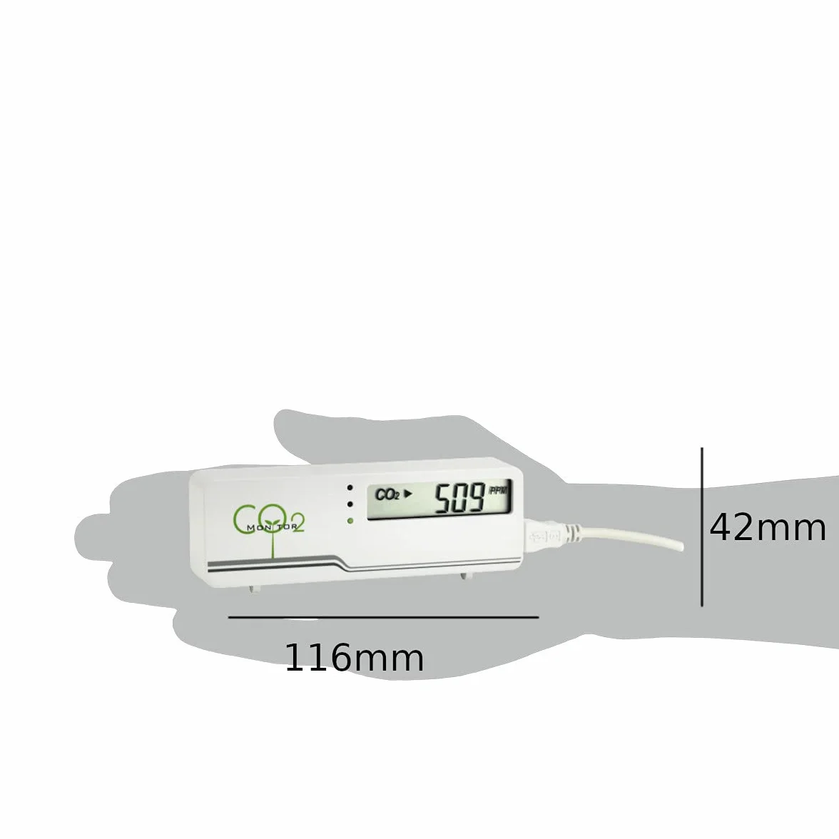 TFA Dostmann AirCO2ntrol Mini monitor CO2, tworzywo sztuczne, biały, (dł.) 116 x (szer.) 24 x (wys.) 42 mm