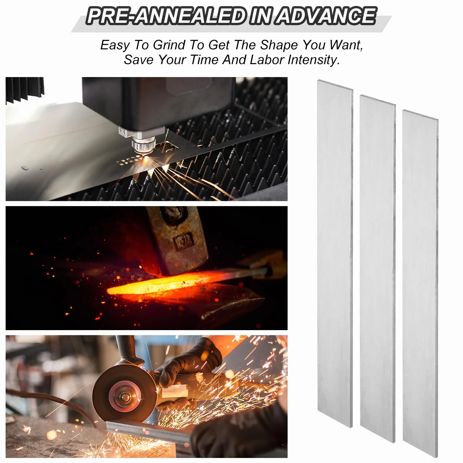 PATIKIL 2 szt. stal 1084 do produkcji noży, stal 30 cm x 1 1/2" x 1/8", blacha stalowa dla majsterkowiczów, surowa blacha metalowa, do zastosowań profesjonalnych i hobbystycznych, srebrno-biała