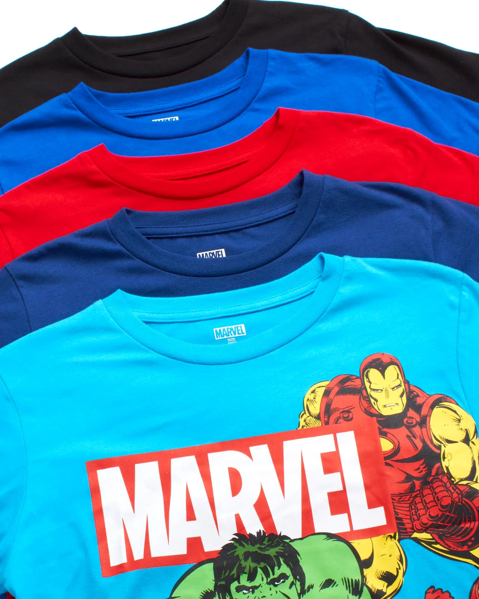 Marvel Avengers T-shirt chłopięcy - 5 sztuk koszulek superbohaterów Spider-Man Hulk Captain America Iron Man Black Panther (2T-16), Marvel Multi Hero, 2 lata, Marvel Multi Hero, 24 miesi?cy