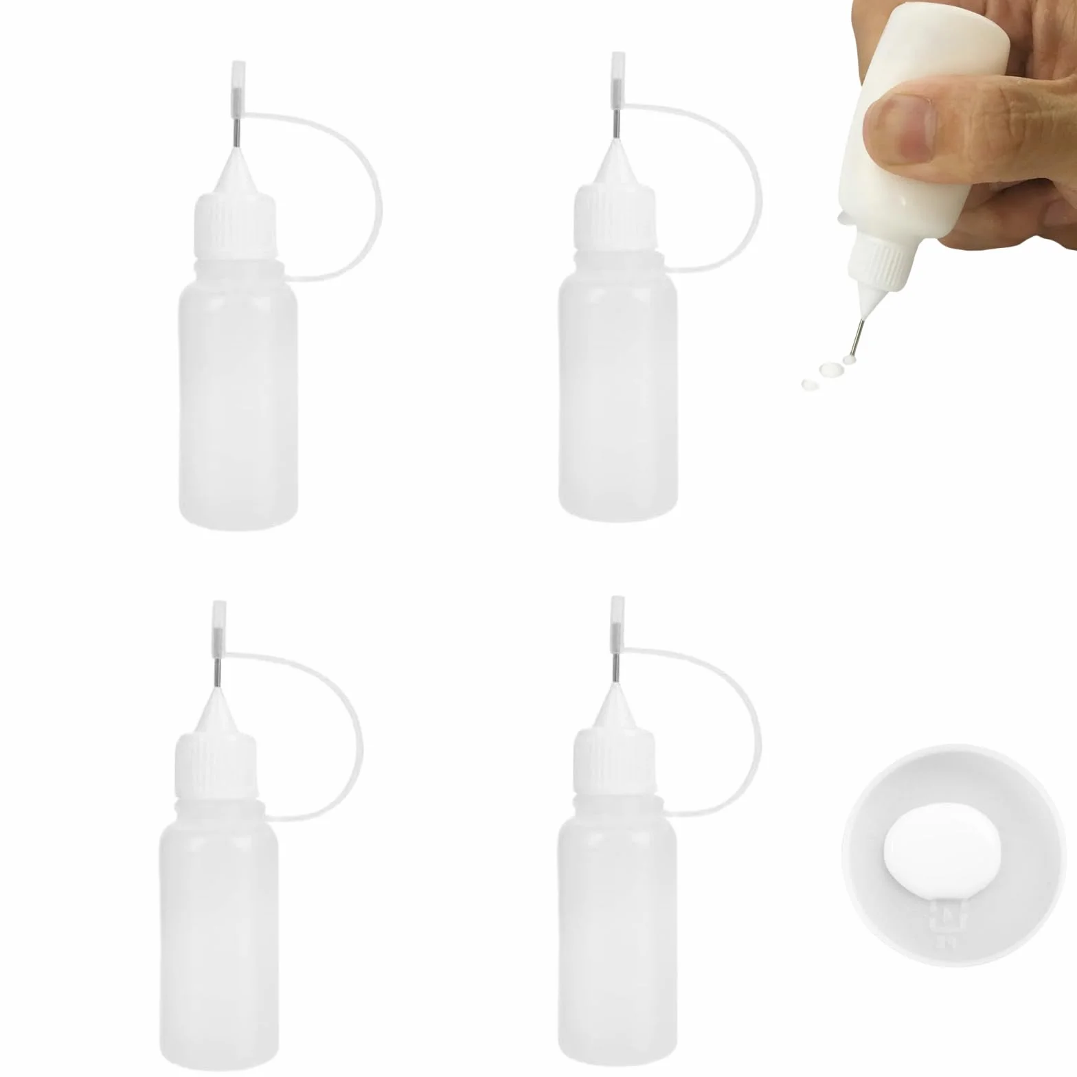 Butelka z igłą 10ml x 4 szt., aplikator kleju, ściskane butelki z dyszami, DIY narzędzie