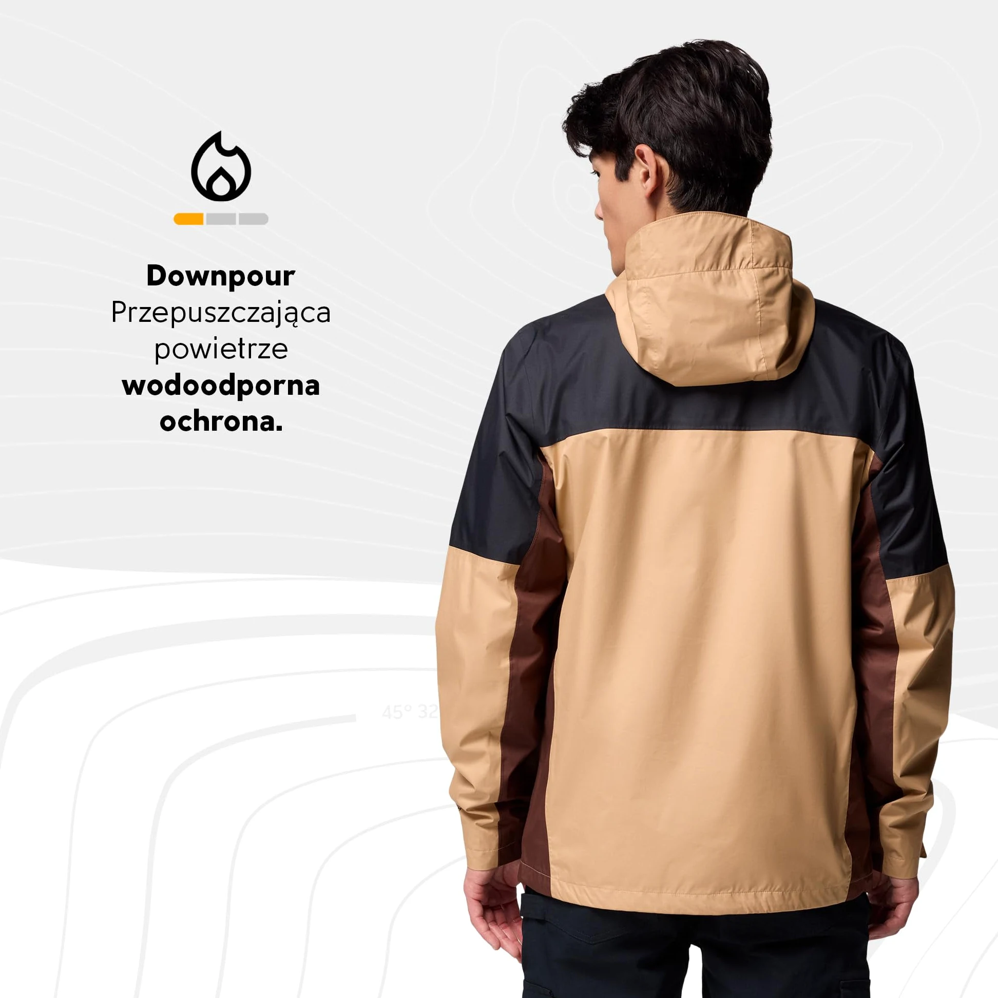 Columbia Męska kurtka Inner Limits 3, wodoodporna kurtka przeciwdeszczowa, kajakowa, czarna, tytoń, M
