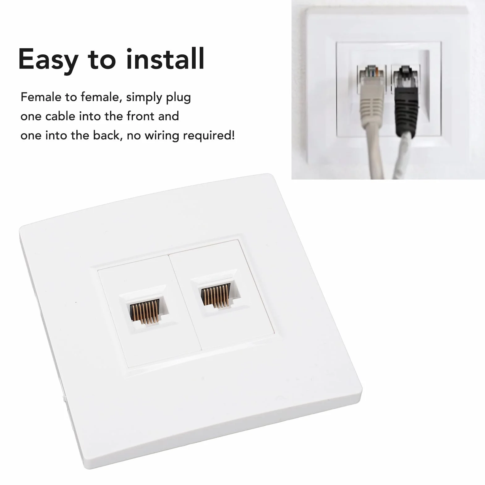 2-portowa Płyta ścienna Ethernet, Gniazdko ścienne Ethernet Cat 6, Wyjmowane żeńskie i żeńskie, Płyta ścienna Ethernet Keystone do urządzeń Ethernet Cat5 Cat5e Cat6 Cat6a
