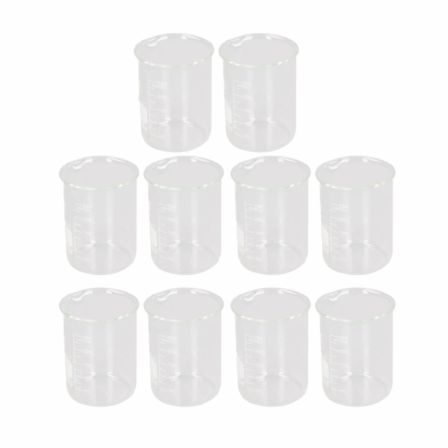 Fafeicy 10PCS Scientific Beaker Zestaw, Szkło Borokrzemowe, 250 Ml