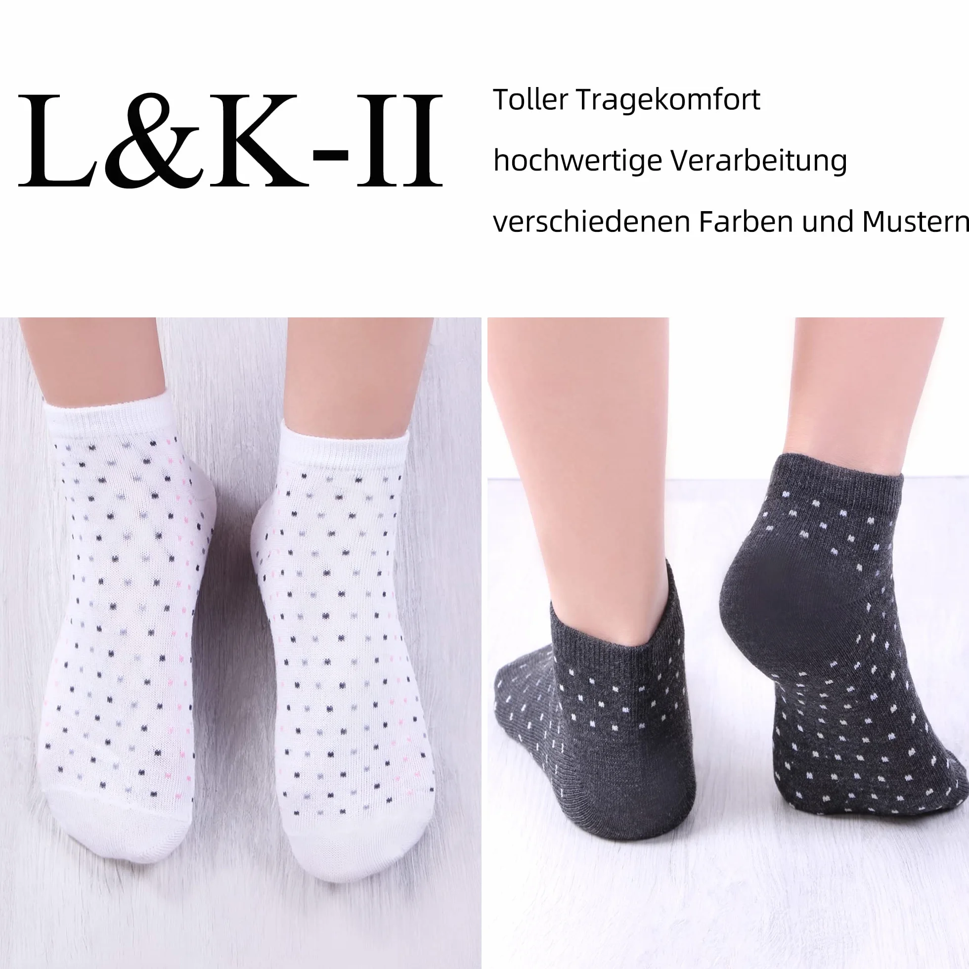 L&K-II damskie skarpetki sportowe krótkie 10 par jednokolorowe