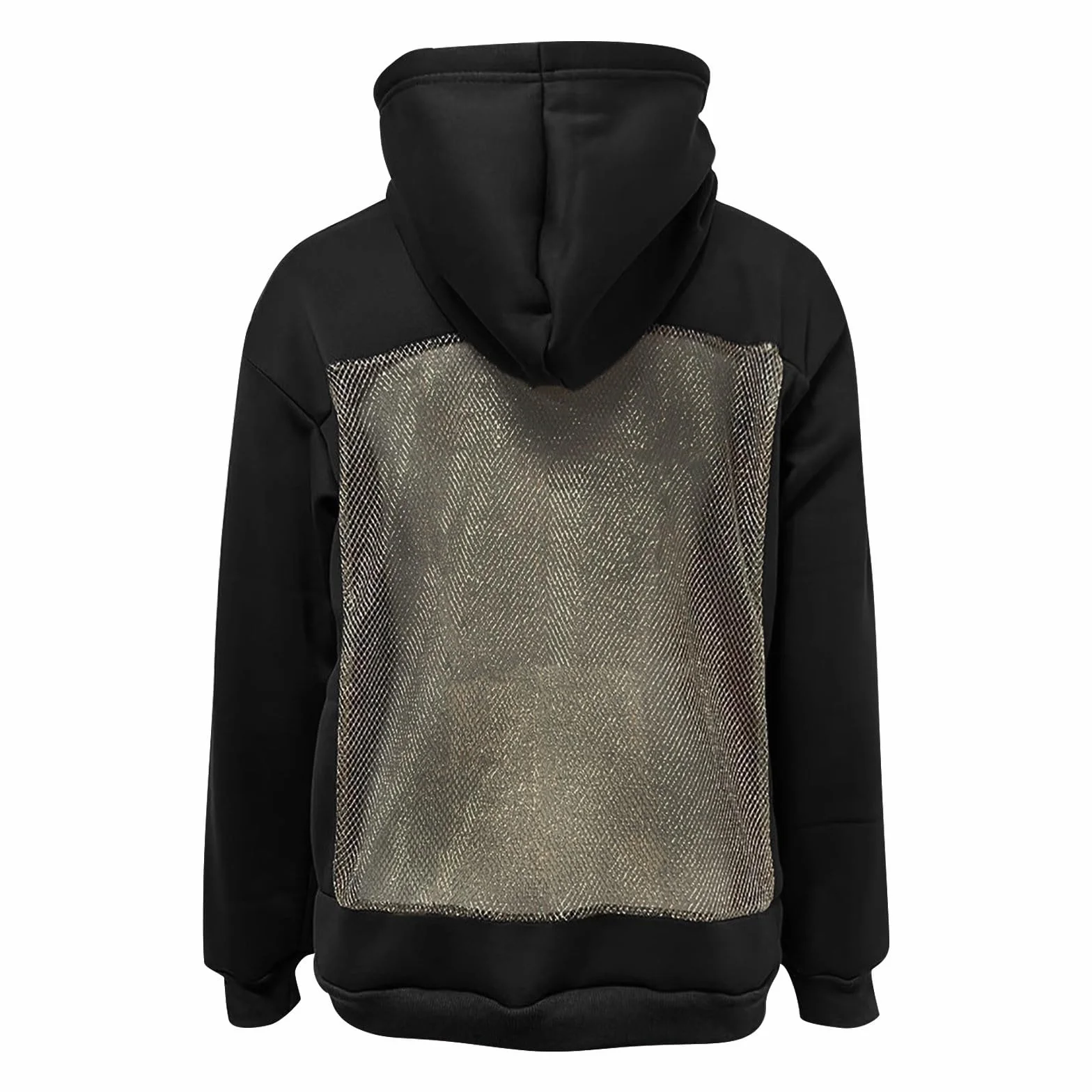 Damskie bluzy z kapturem z siatki na plecach, moda na co dzień przezroczysta bluza z długim rękawem opaska na głowę kieszeń brokatowe bluzki z siateczki damskie ponadwymiarowe przytulne pulower na