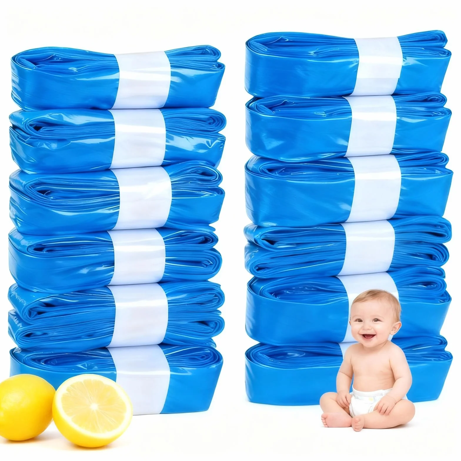 12 Wkładów do Kosza na Pieluchy, Pojemników Wkłady Worki Uzupełniająca Kompatybilne z Tommee Tippee, LitterLocker, Twist & Click i Angelcare, 4,5 m Długości do Długotrwałego Użytku