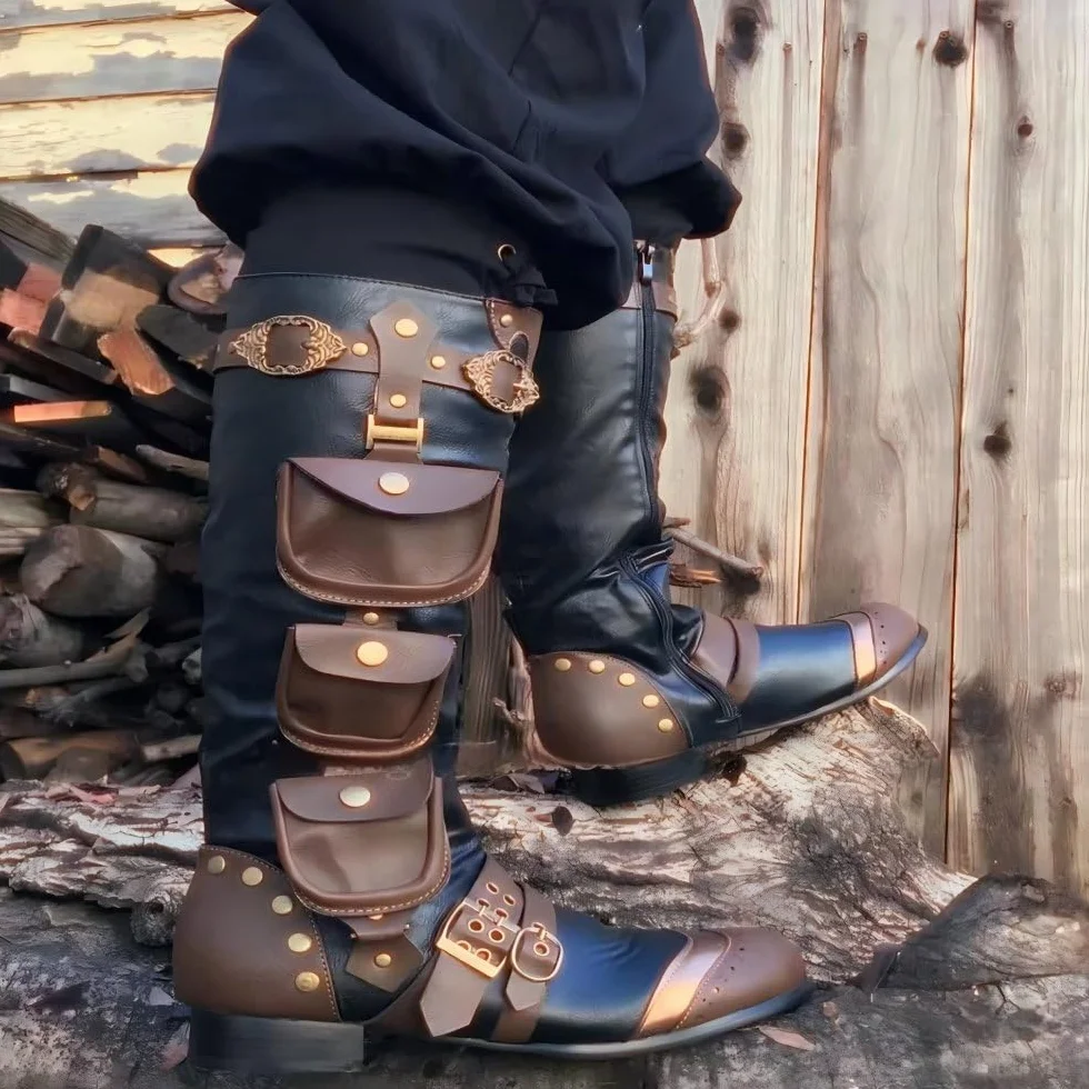 SYJYM Średniowieczne Steampunk Retro Wysokie Buty Męskie Duży Rozmiar