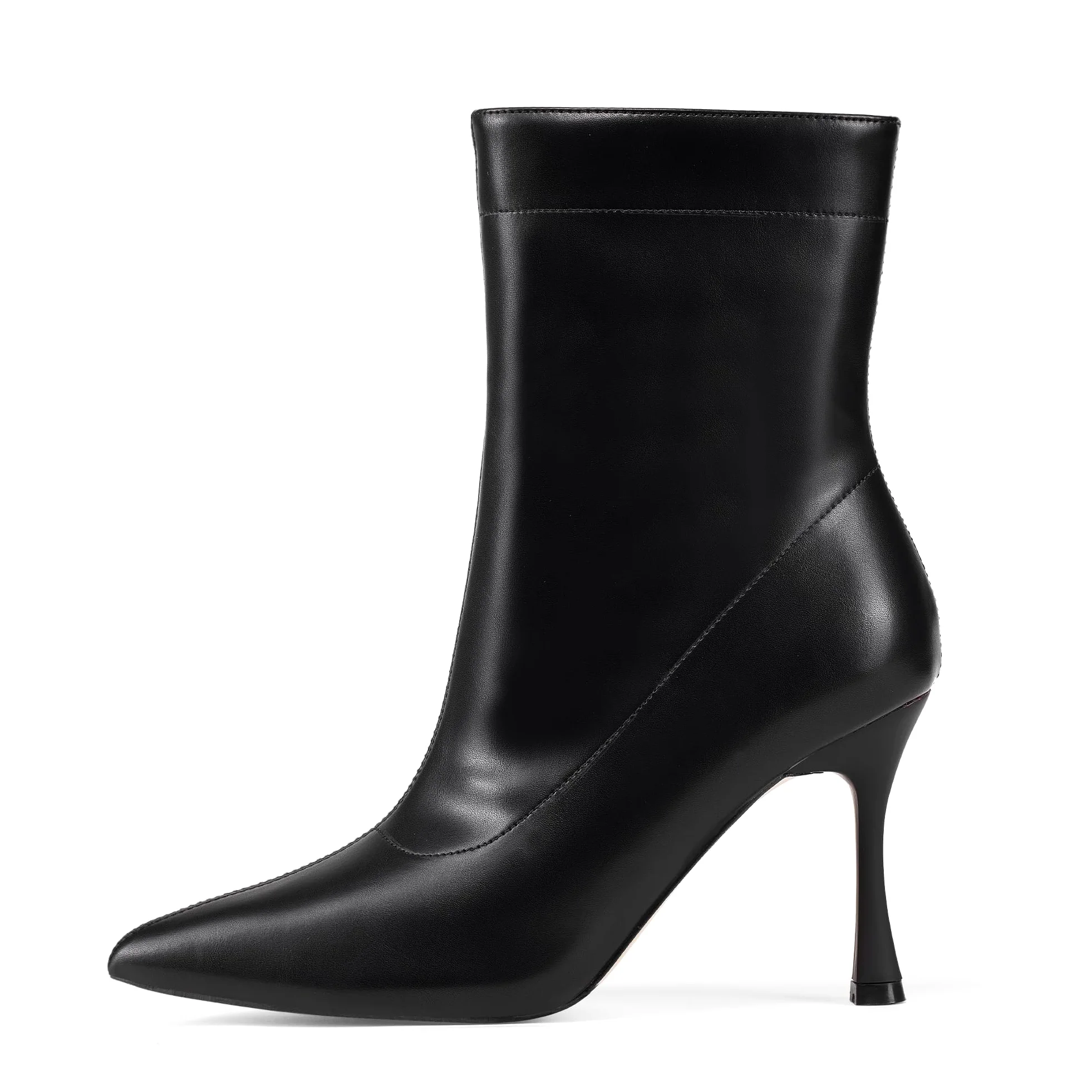 Damskie botki 9 cm szpiczasty nosek - średni obcas szpilki buty robocze dla kobiet modne krótkie buty czarne 8, Czarny, 38.5 EU