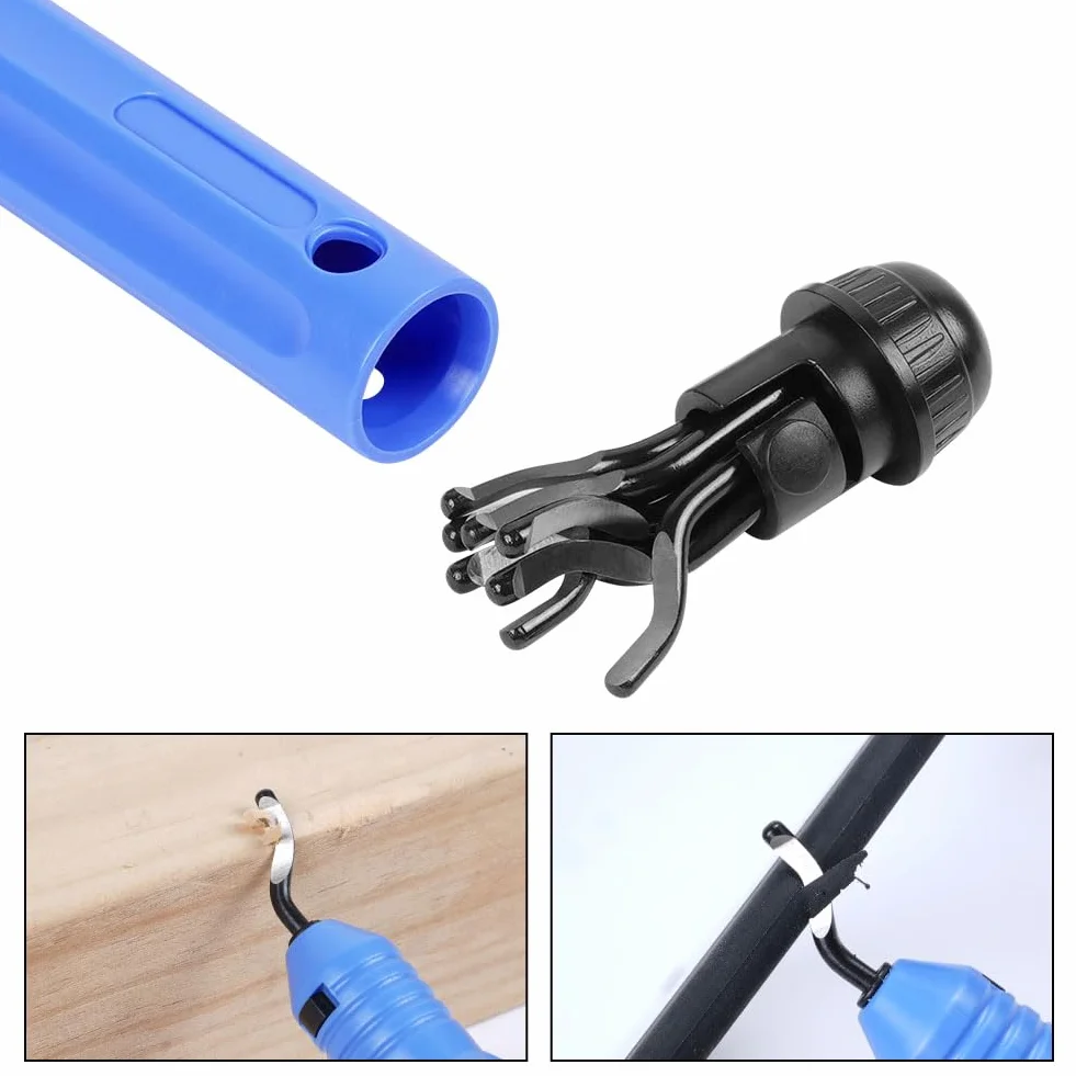 flintronic Uniwersalne narzędzie do usuwania zadziorów, z 10 zapasowymi ostrzami, obracane o 360°, narzędzie tnące do drukarki 3D, tworzywo sztuczne, aluminium i stal nierdzewna (1 narzędzie + 10