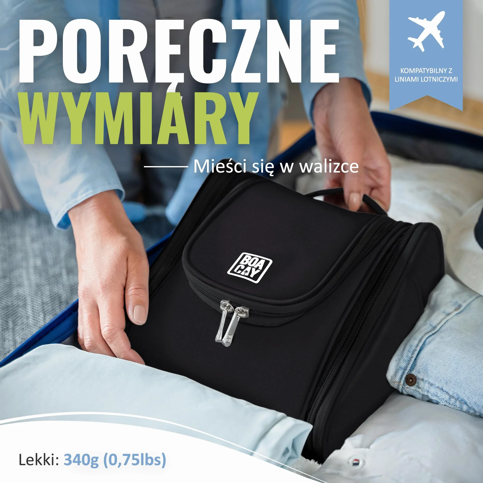 BOACAY Wisząca Kosmetyczka Podróżna dla Kobiet i Mężczyzn, Organizer na Kosmetyki, Niezbędniki, Akcesoria Podróżne
