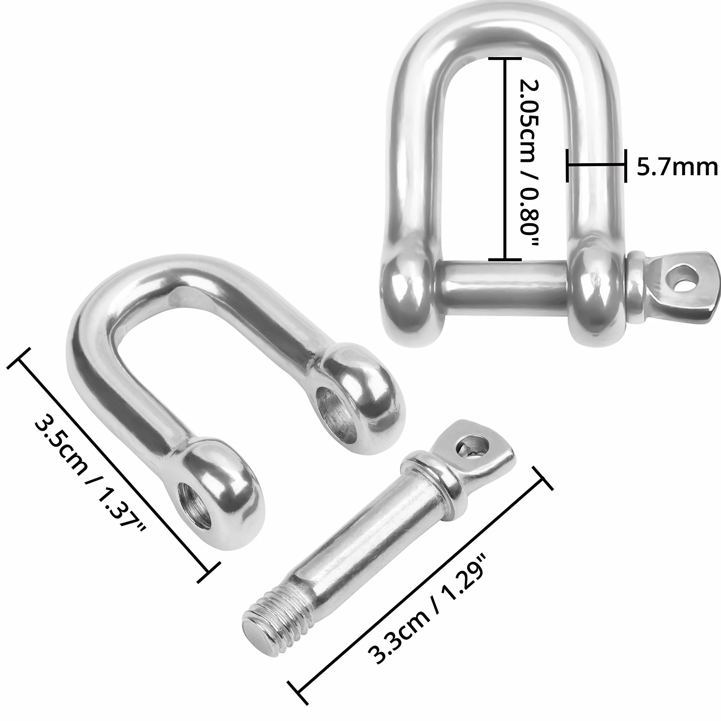 Belle Vous Szekle Zakręcane M6 Kształt ”D” ze Stali Nierdzewnej (10-Pak) – Wytrzymałe Szekle – Grubość 5,7mm Obciążenie do 220 kg – Do Żeglarstwa, Montażu, Kempingu, Sportów & Akcesoriów Turystycznych
