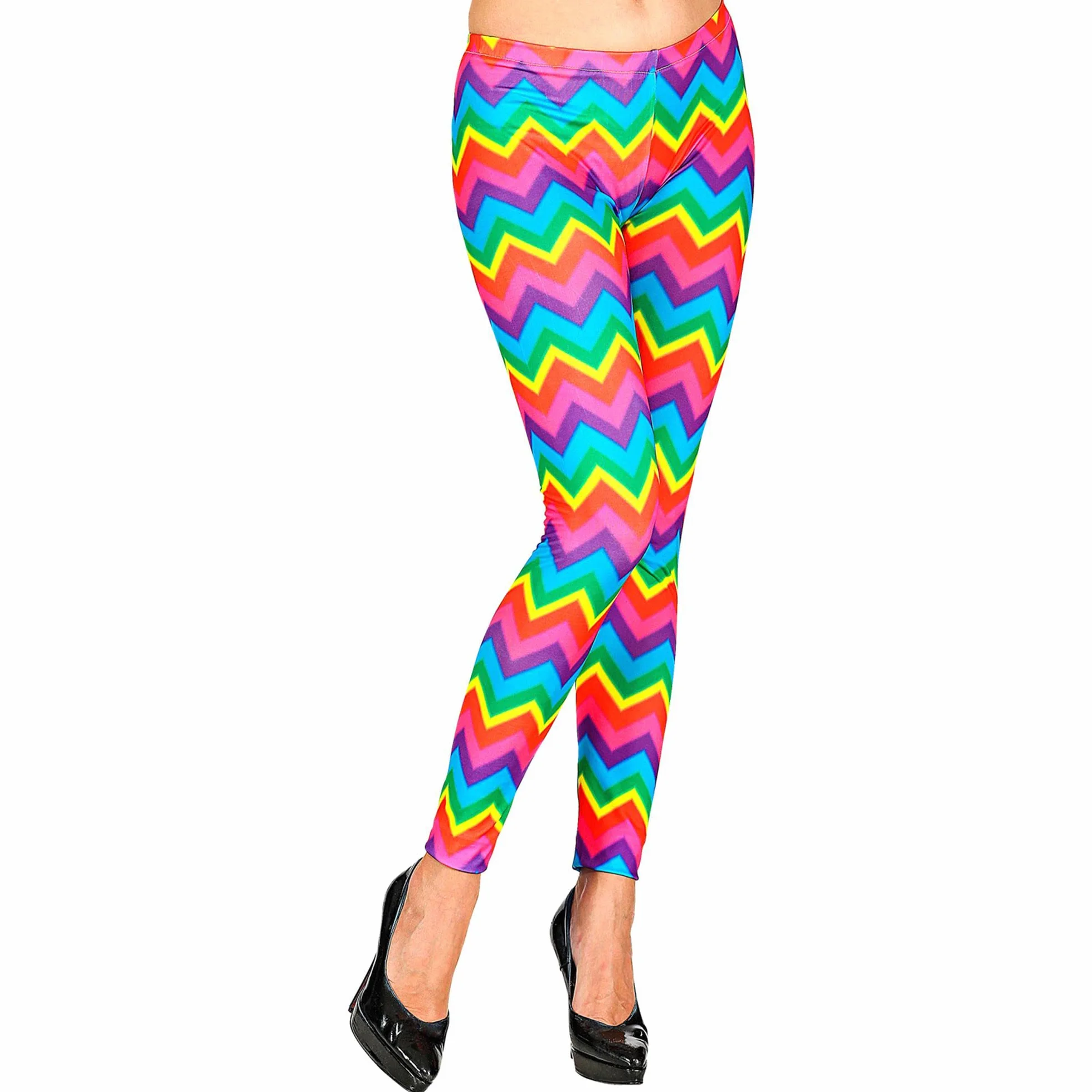 W WIDMANN MILANO Party Fashion - Legginsy 80s, lata 80, gorączka disco, zły smak, wzór w paski, impreza tematyczna, karnawał