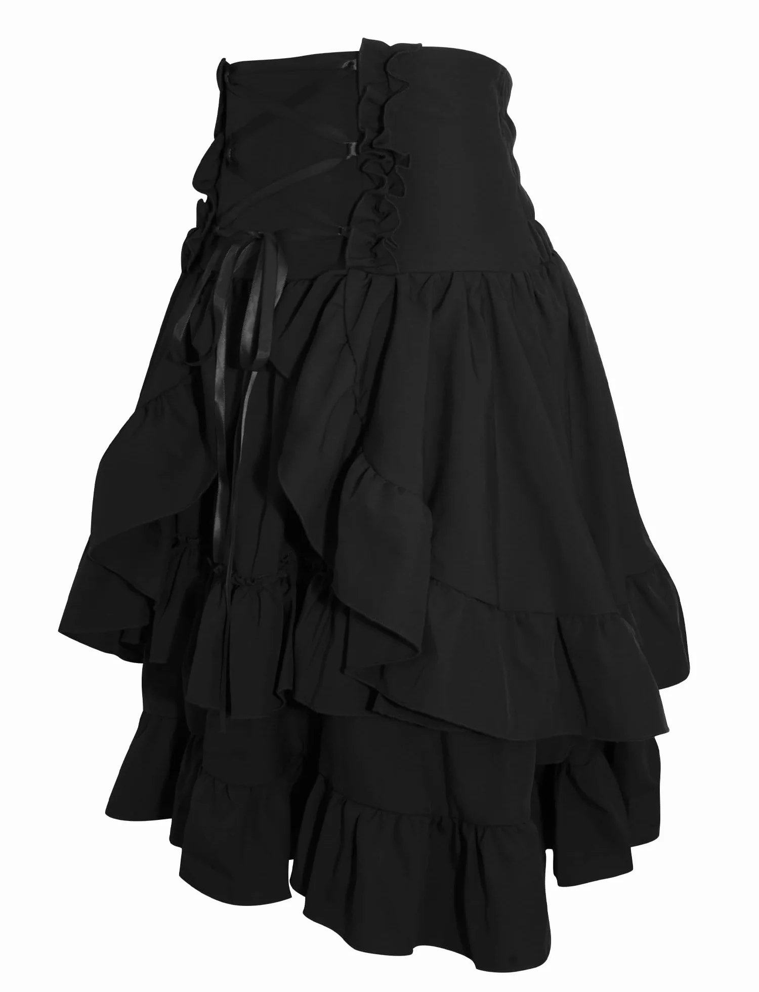 FEOYA Wiktoriańska spódnica, krótka, gotycka, steampunk, średniowieczna spódnica, vintage, spódnica piracka ze sznurkiem i falbankami, Halloween