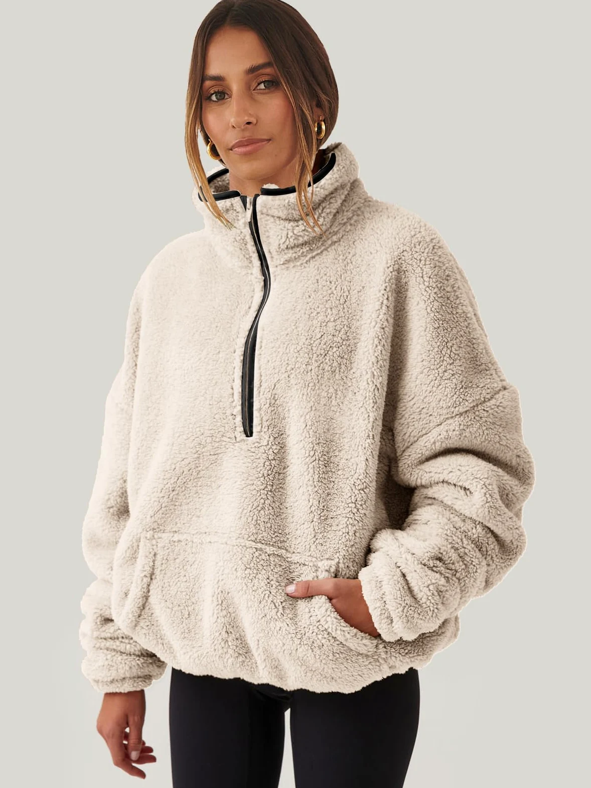 Damskie rozpinane bluzy oversize przycięte bluzy z kapturem na co dzień sweter z polaru topy 2024 moda jesienna