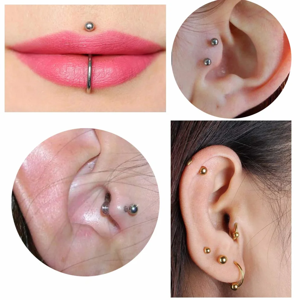 MODRSA 2-4 mm Jasny okrągły klejnot CZ wewnętrznie gwintowany Labret pierścionek do ust Tragus Nail Helix Kolczyki Stud Sztanga Piercing Biżuteria 16G Piercing Ear Helix
