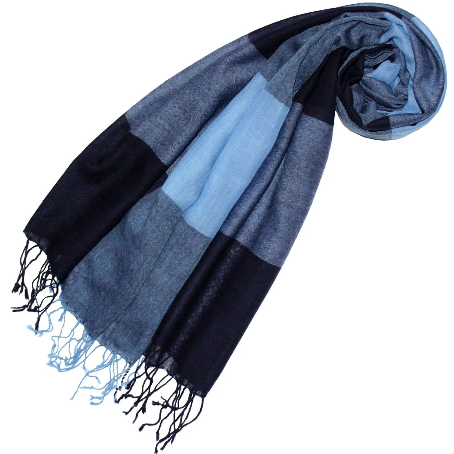 Lorenzo Cana Damski szal Pashmina szal 50% kaszmir 50% wełna etola chusta chusta do koperty Uni szal damski szalik damski niebieski odcienie 78468, Jasnoniebieski, granatowy, 70 x 200 cm