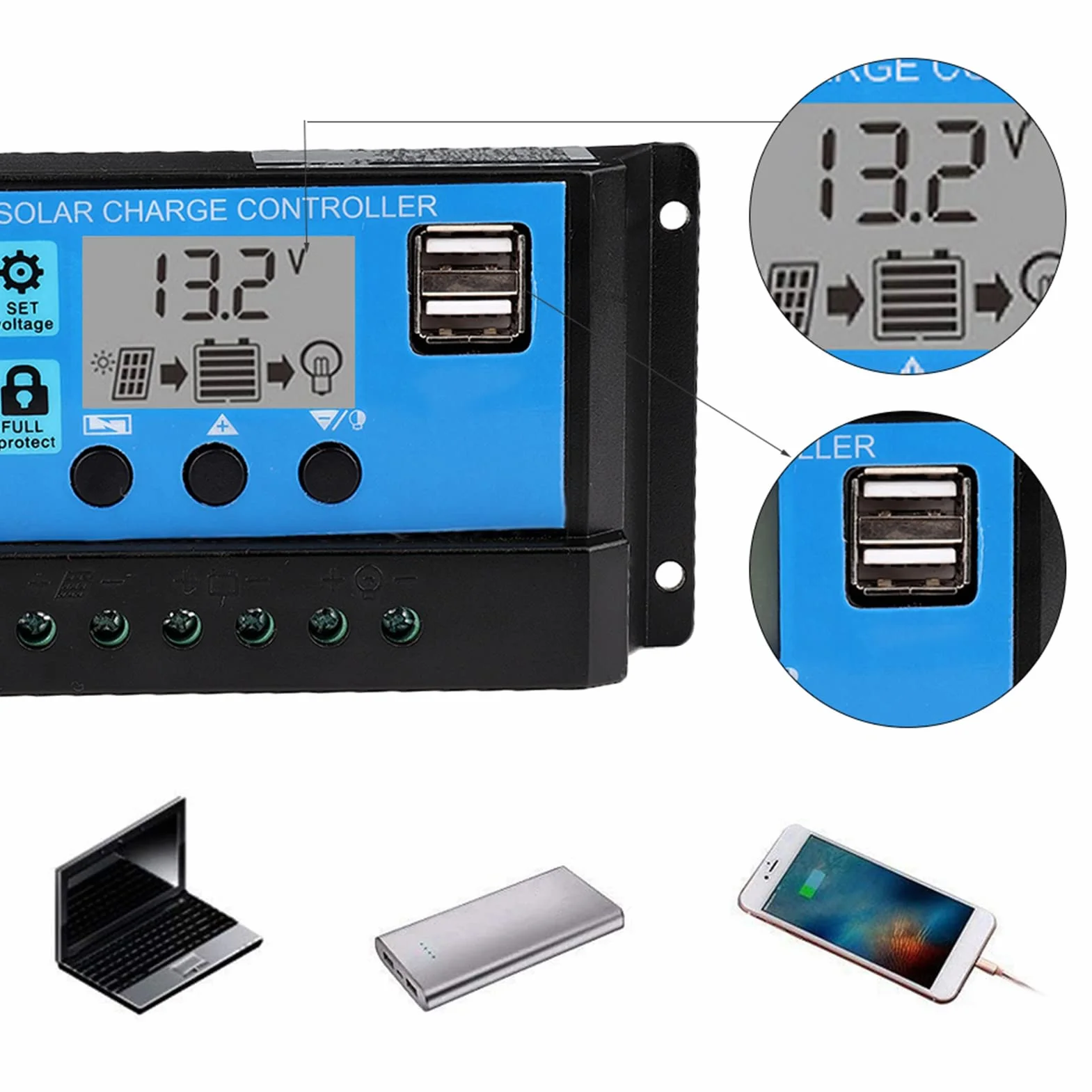 auto 60a/50a/40a/30a/20a/10a 12 v 24 v auto solarladeregler pwm controller passt für auto(30A)