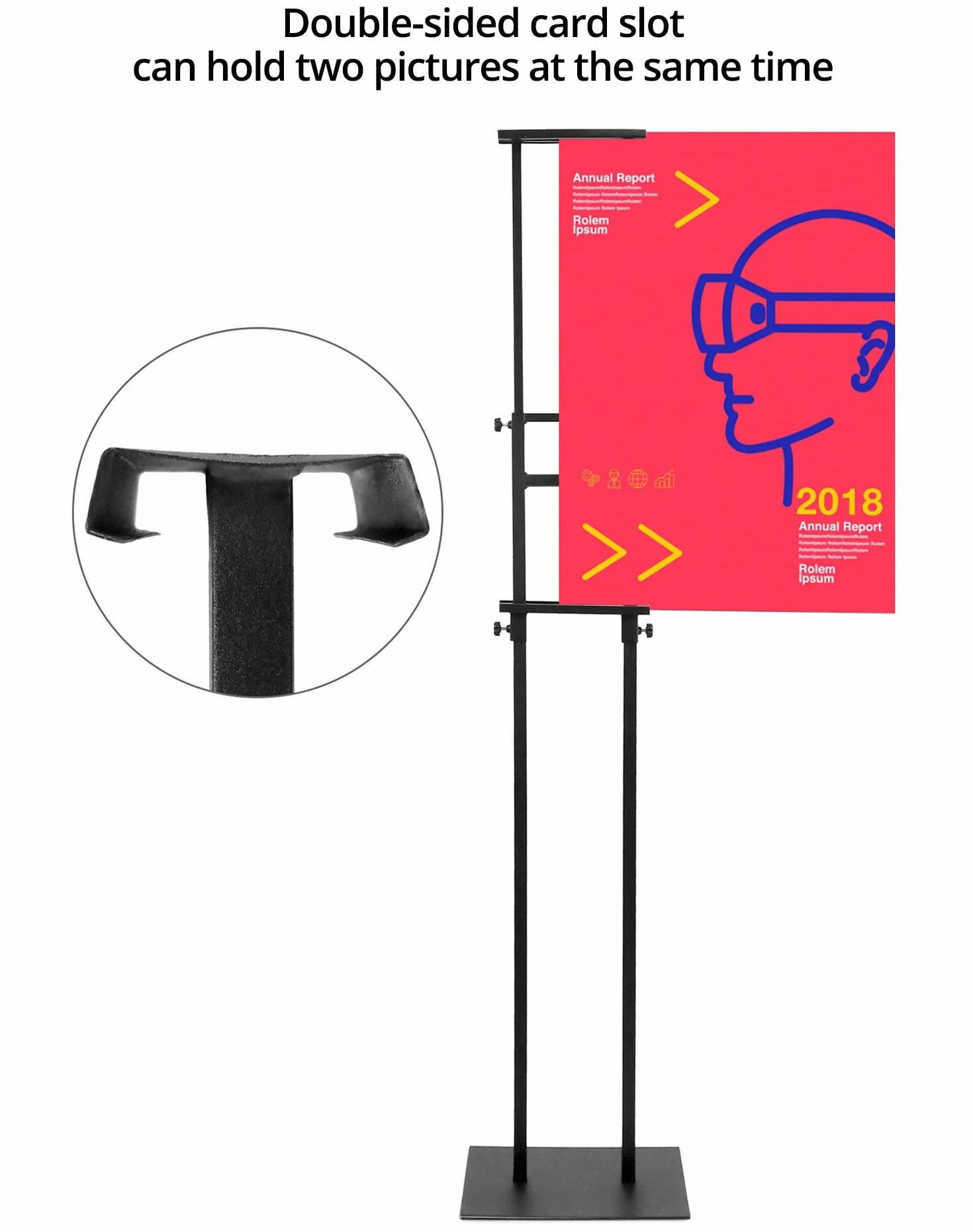 QWORK® Dwustronny stojak plakatowy, Regulowany stojak informacyjny na imprezy i promocje, Odpowiedni do szyldów o wysokości od 12 cm do 210 cm