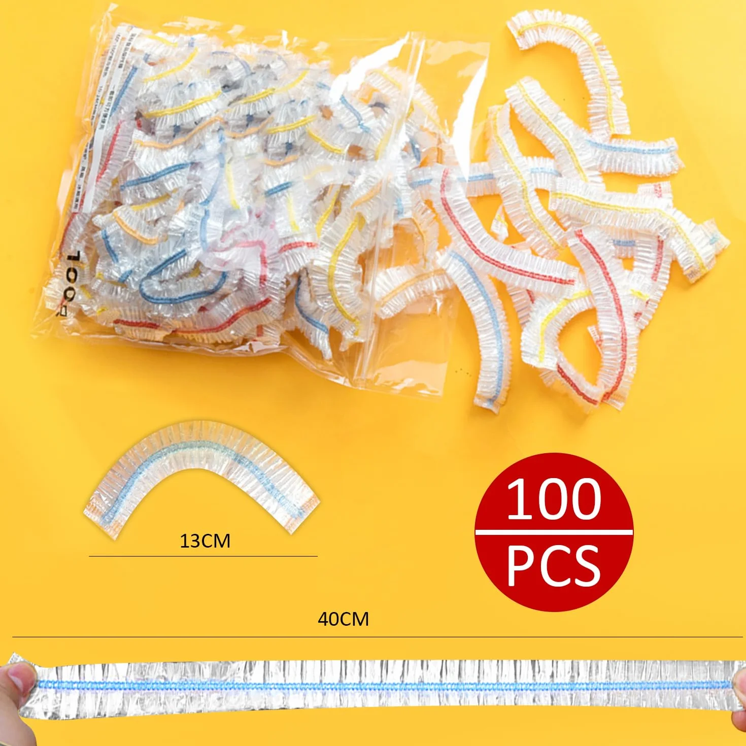 MEMOFYND 100 sztuk pokrywek do konserwowania żywności, plastikowe osłony konserwujące, elastyczne paski do otwierania żywności, pokrowce do przechowywania żywności wielokrotnego użytku