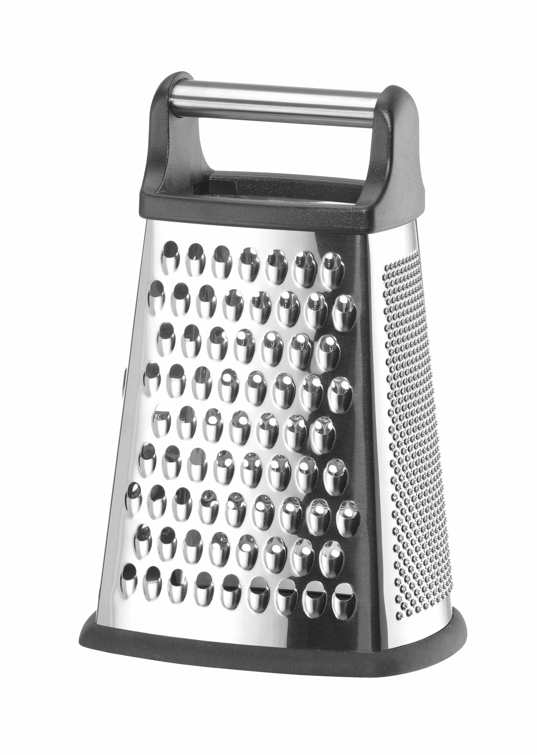 HENDI Tarka, 4-stronna, z pojemnikiem, antypoślizgowa podstawa, drobne, średnie, grube i plastry, ergonomiczny uchwyt, tarka do warzyw, krajalnica do warzyw, 158x130x(H)310mm, stal nierdzewna, ABS, PP