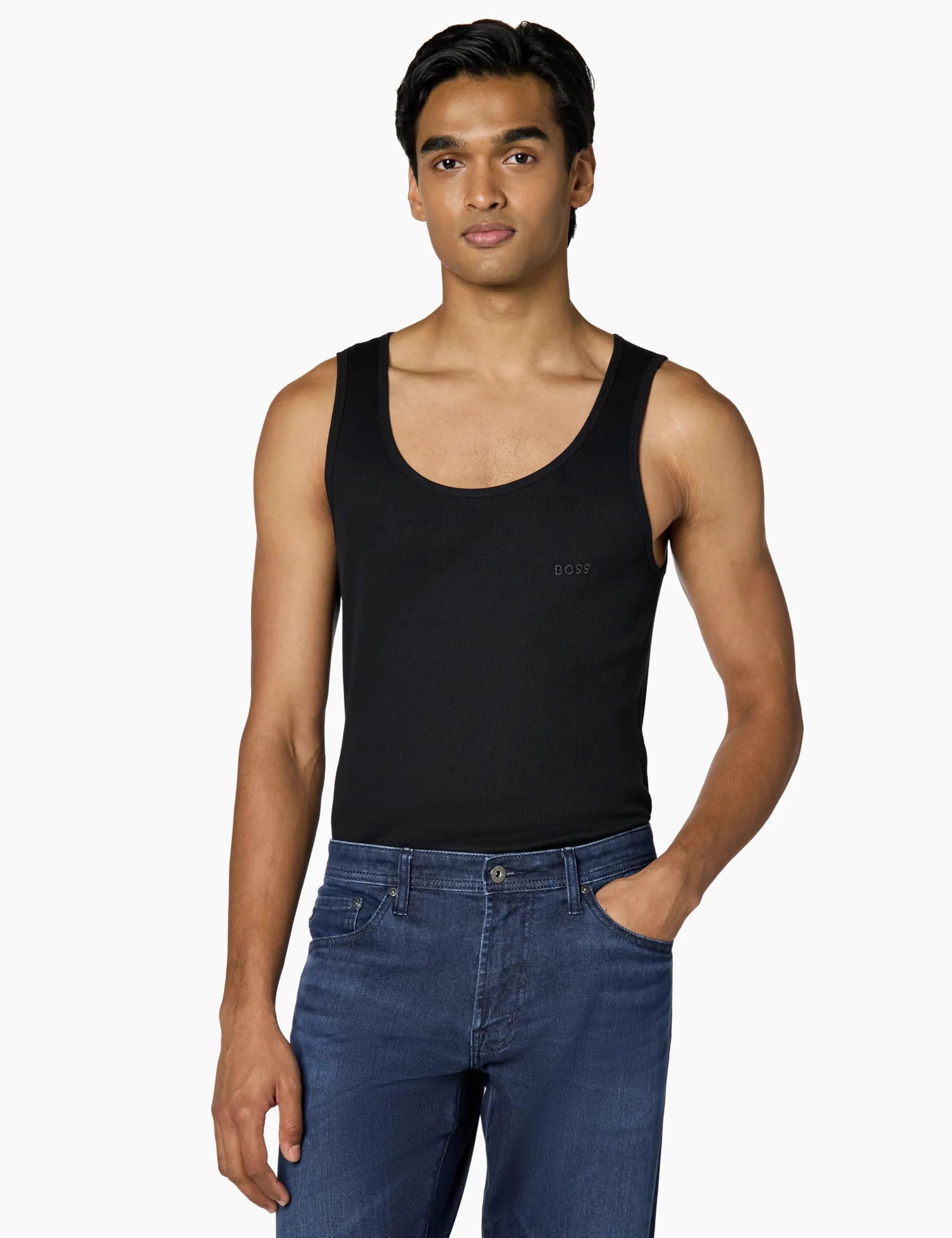 BOSS Męska koszulka bez rękawów, Outer Space Black, S