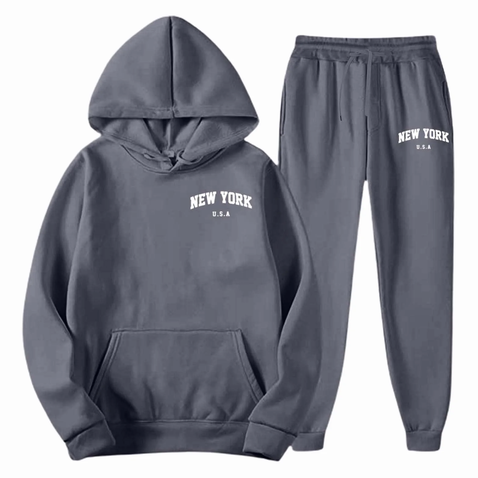 Męski dres do joggingu New York Logo zestaw bluza z kapturem i spodnie Y2K długi rękaw