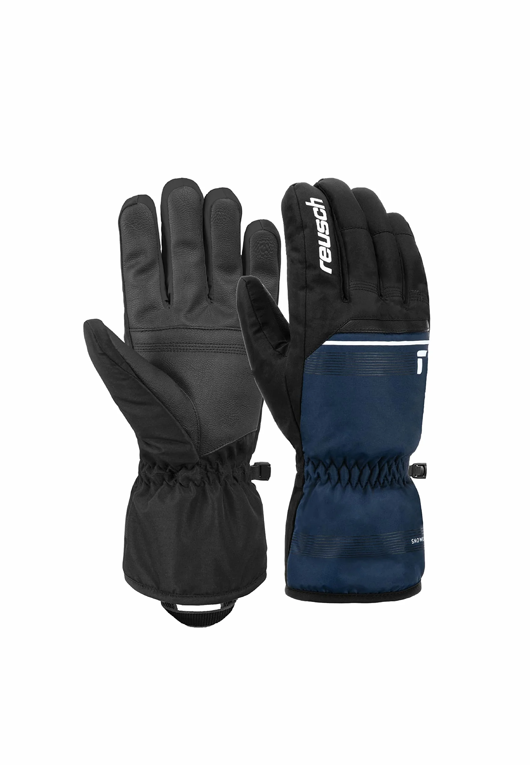 Reusch Męskie rękawiczki narciarskie Snow King Gwarantowane wiatroszczelne i bardzo oddychające rękawice softshellowe rękawice śniegowe rękawiczki zimowe 9, czarne/niebieskie