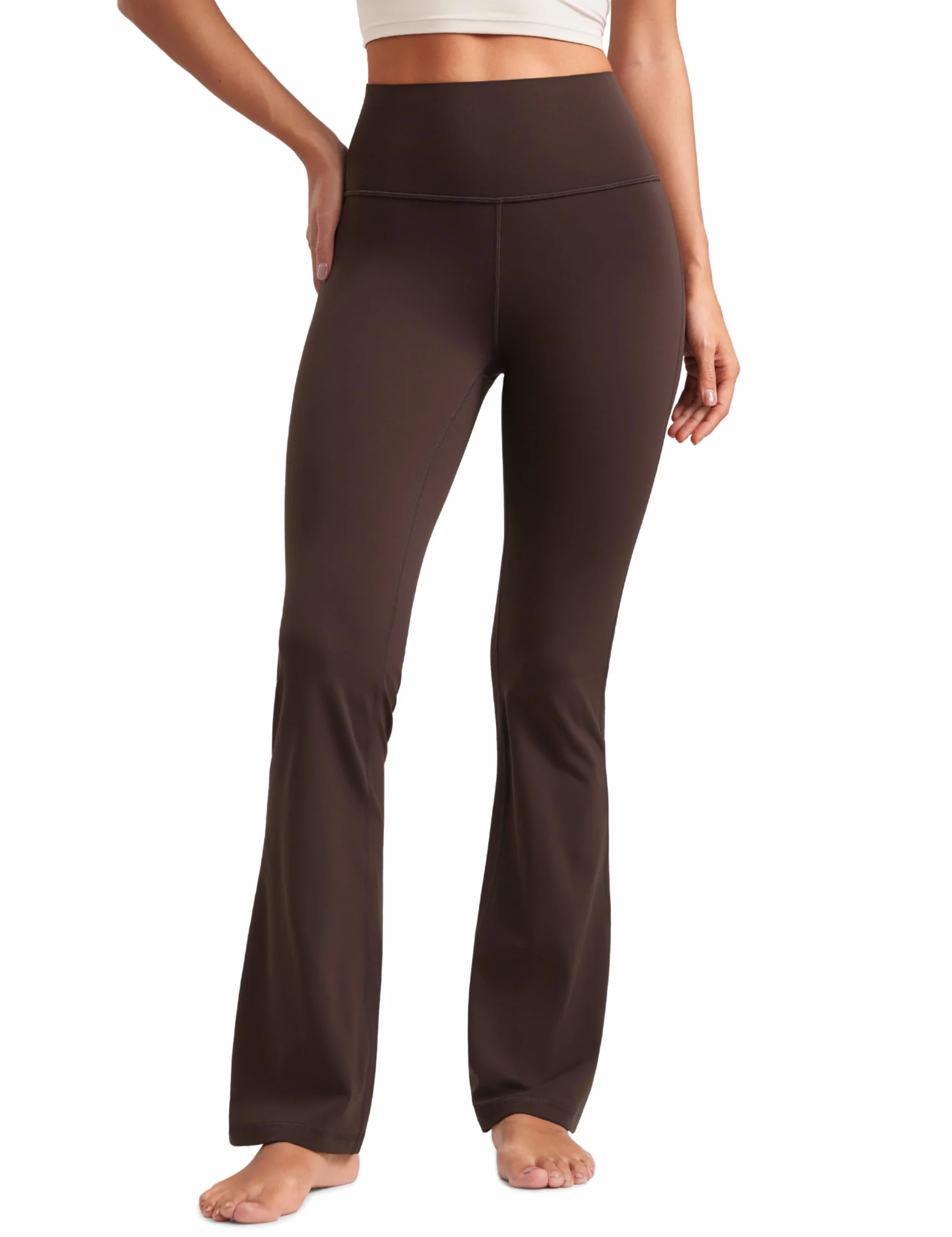 CRZ YOGA Damskie spodnie Butterluxe z wysokim stanem i rozszerzanymi nogawkami do jogi Bootcut z szeroką nogawką i kieszenią Lounge - 81cm